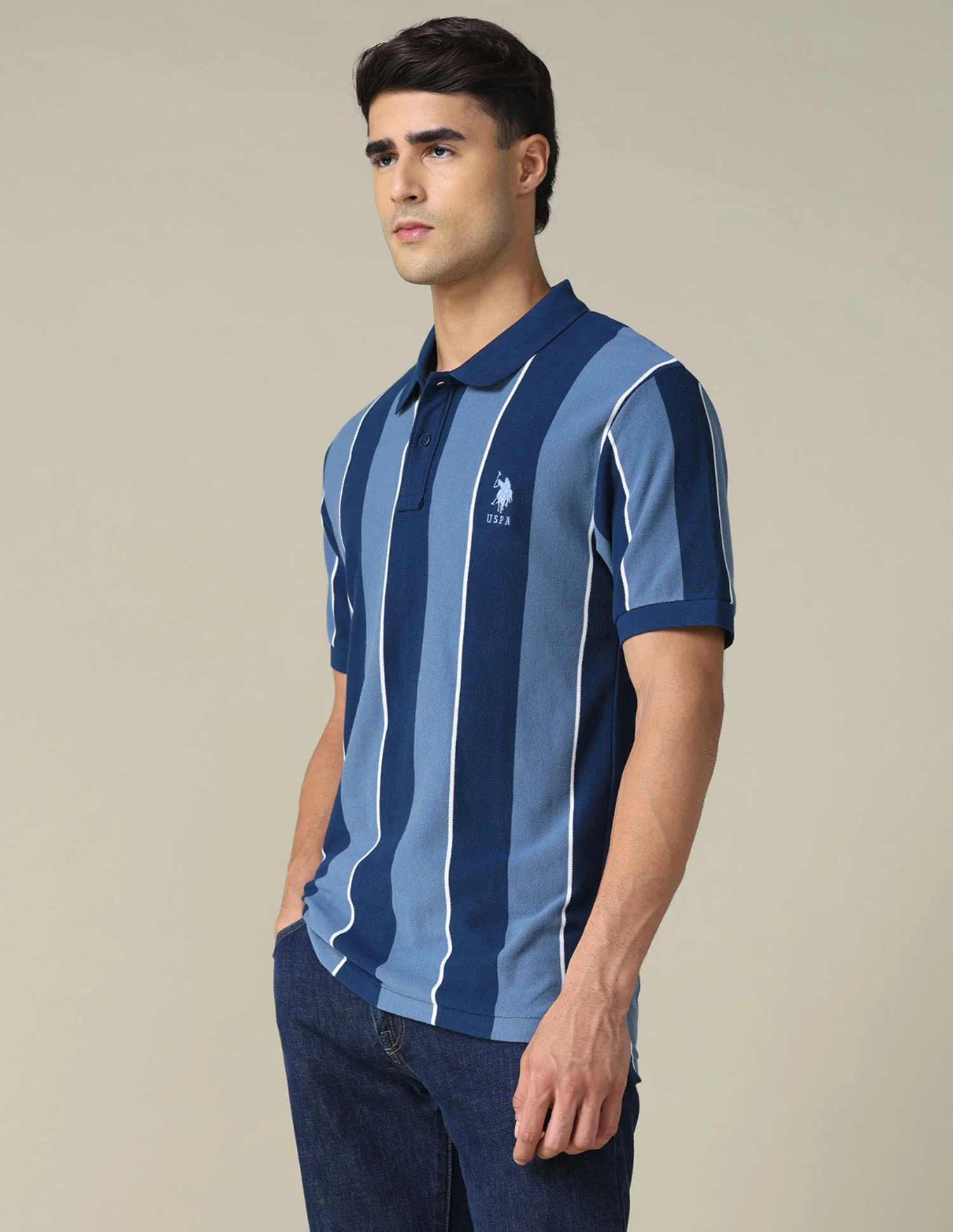 Vertical Striped Regular Fit Polo Shirt - Image 4