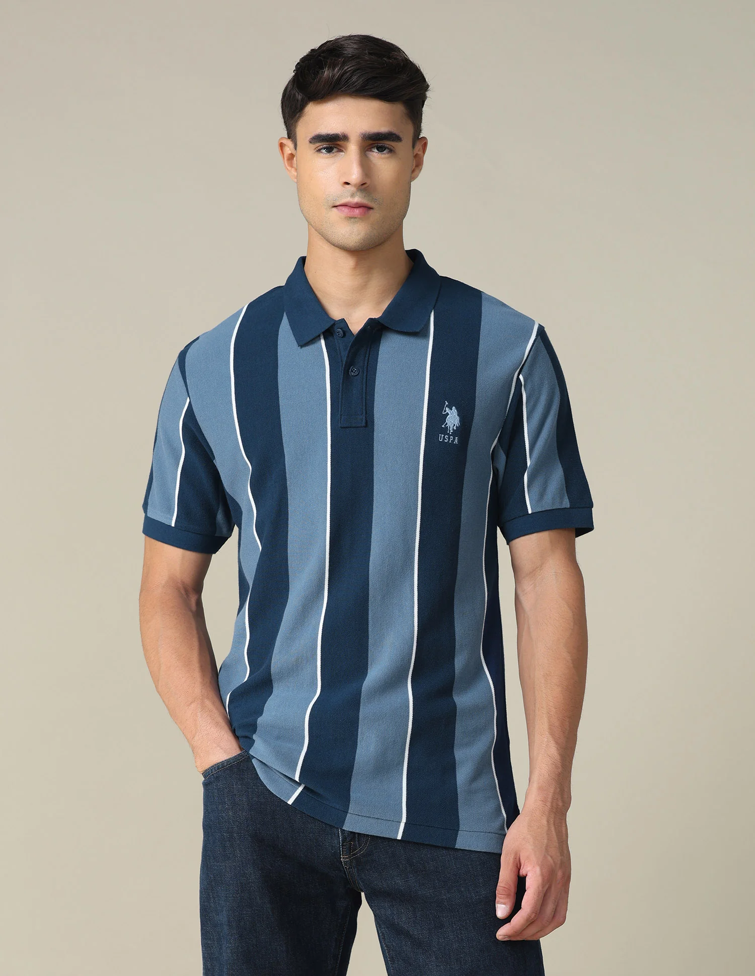 Vertical Striped Regular Fit Polo Shirt - Image 6