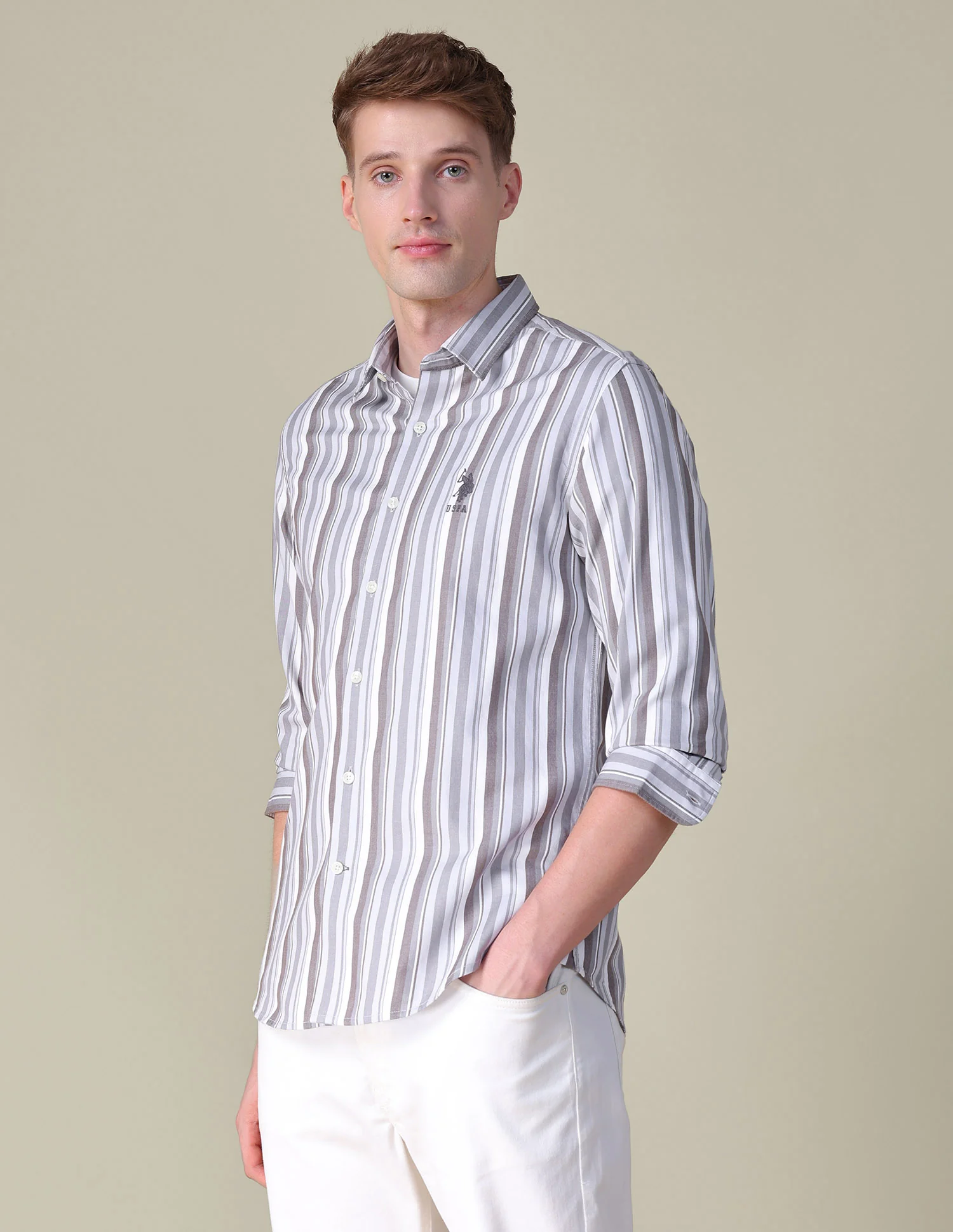 Vertical Striped Regular Fit Shirt - Image 4