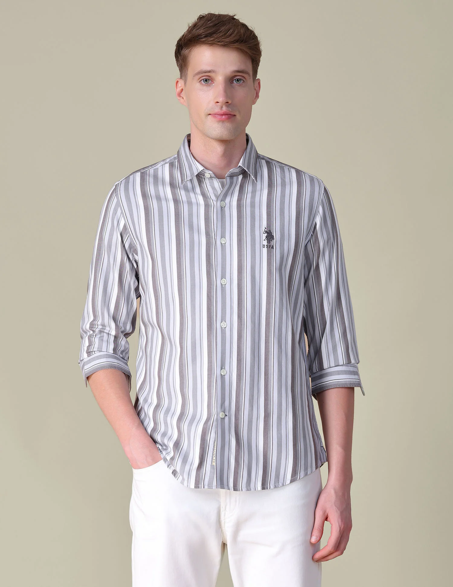 Vertical Striped Regular Fit Shirt - Image 6