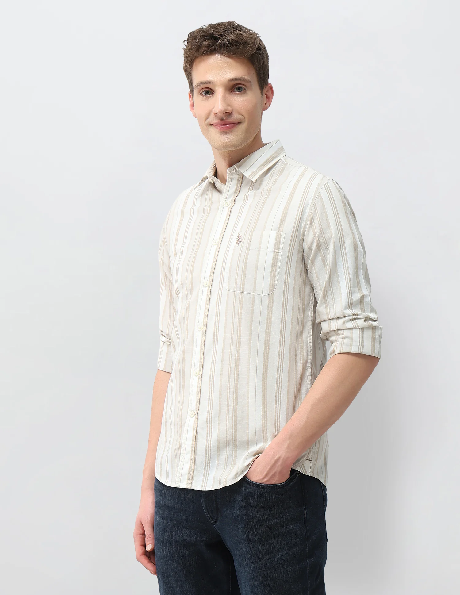 Vertical Striped Regular Fit Shirt - Image 4