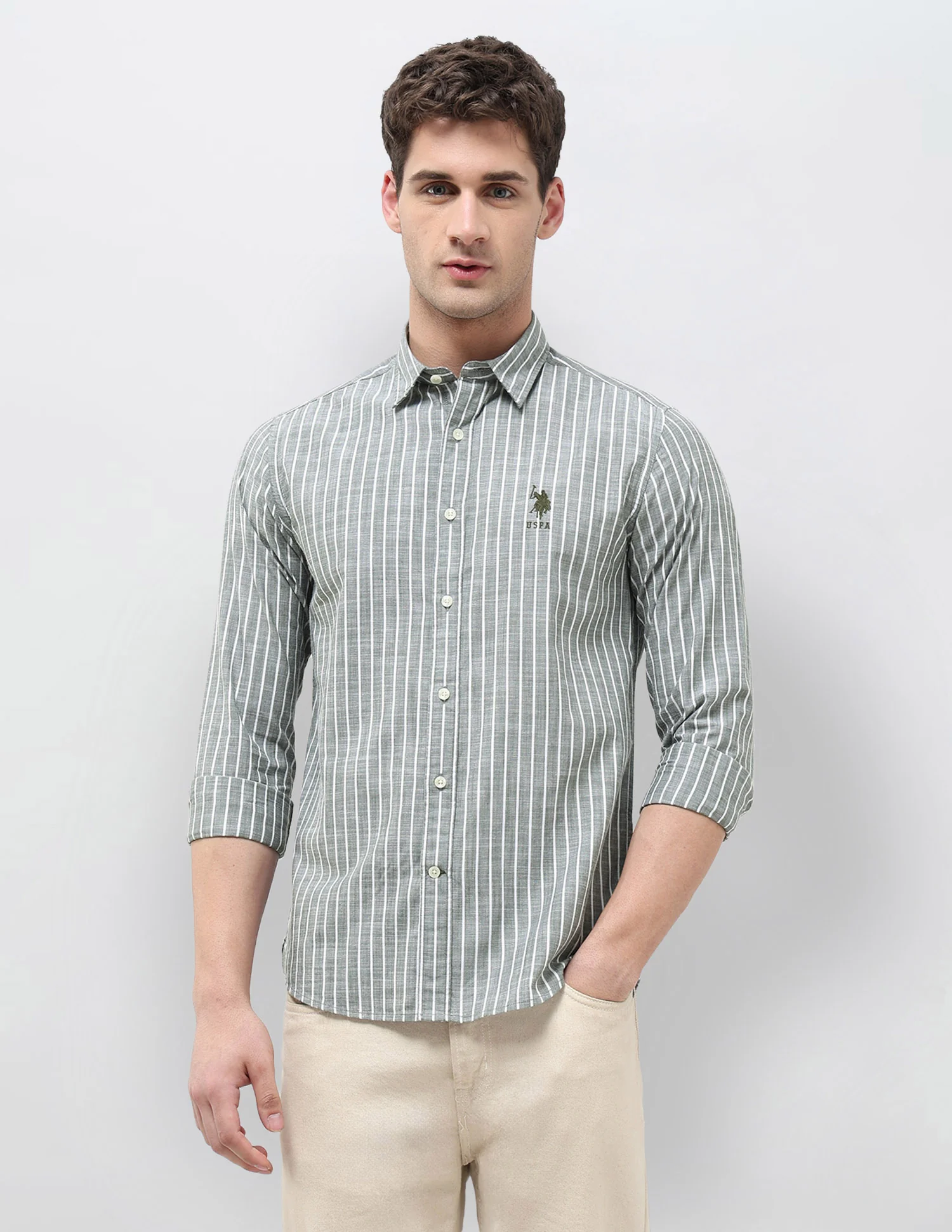 Vertical Striped Regular Fit Shirt - Image 6
