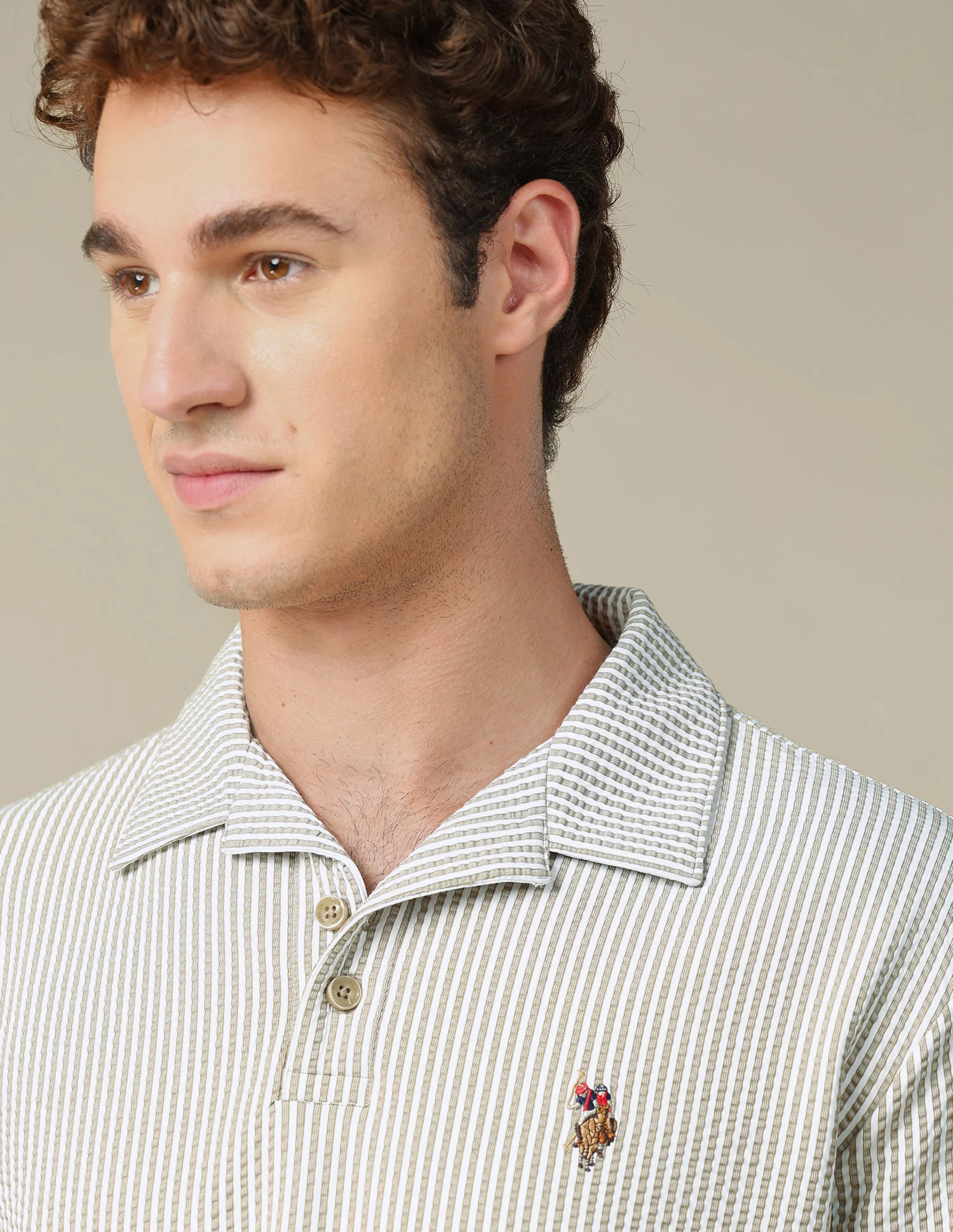 Vertical Striped Relaxed Fit Polo Shirt - Image 7