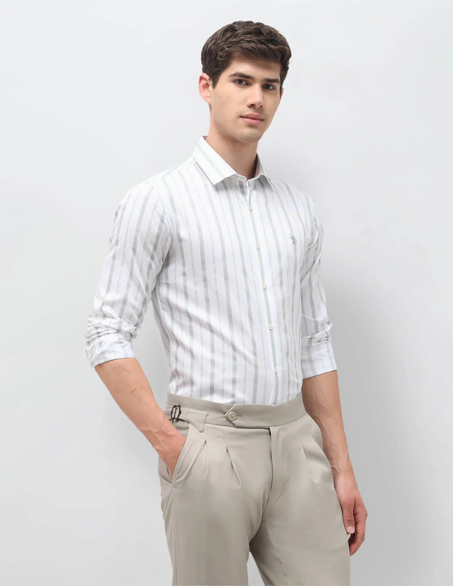 Vertical Striped Satin Shirt - Image 4