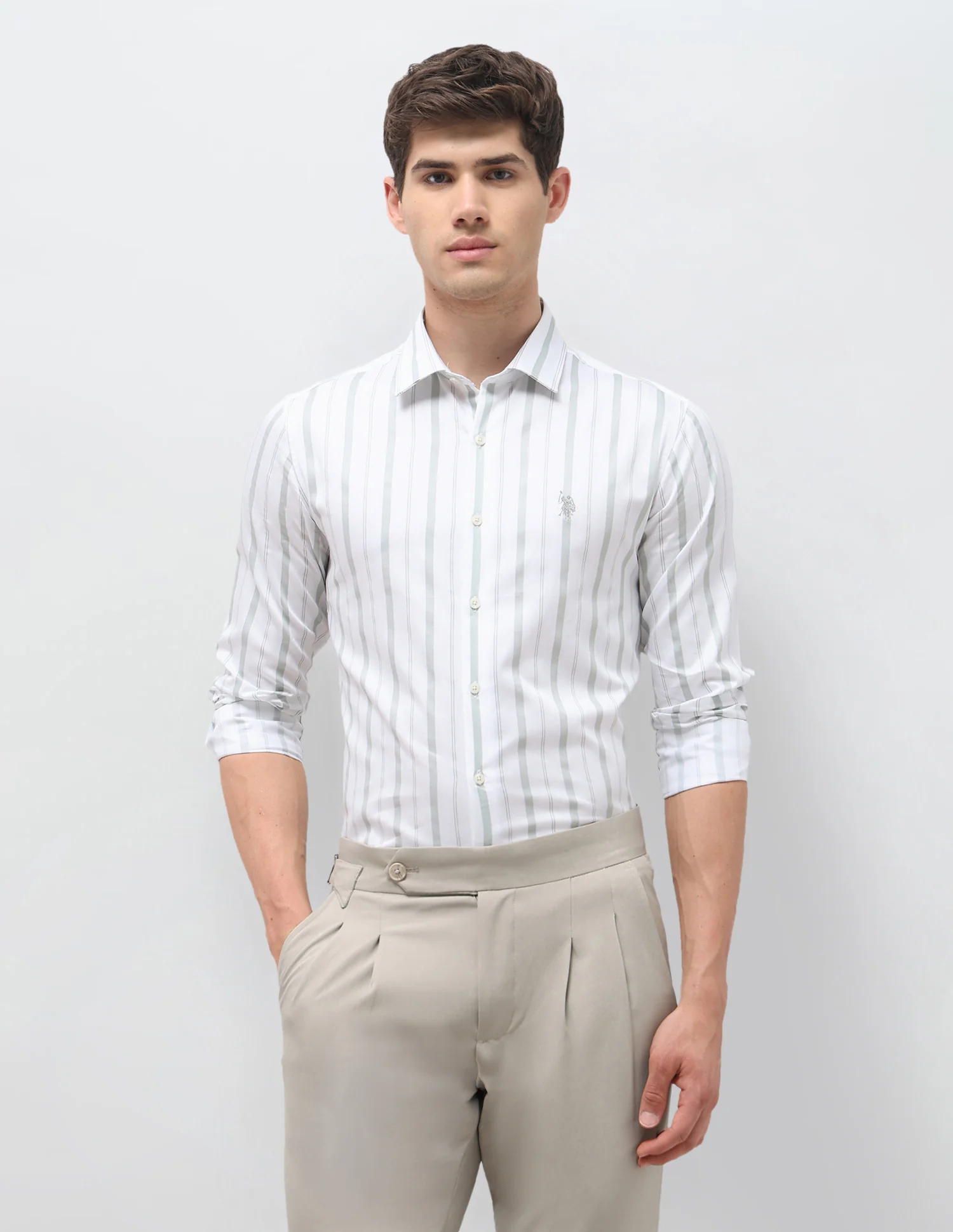 Vertical Striped Satin Shirt - Image 6