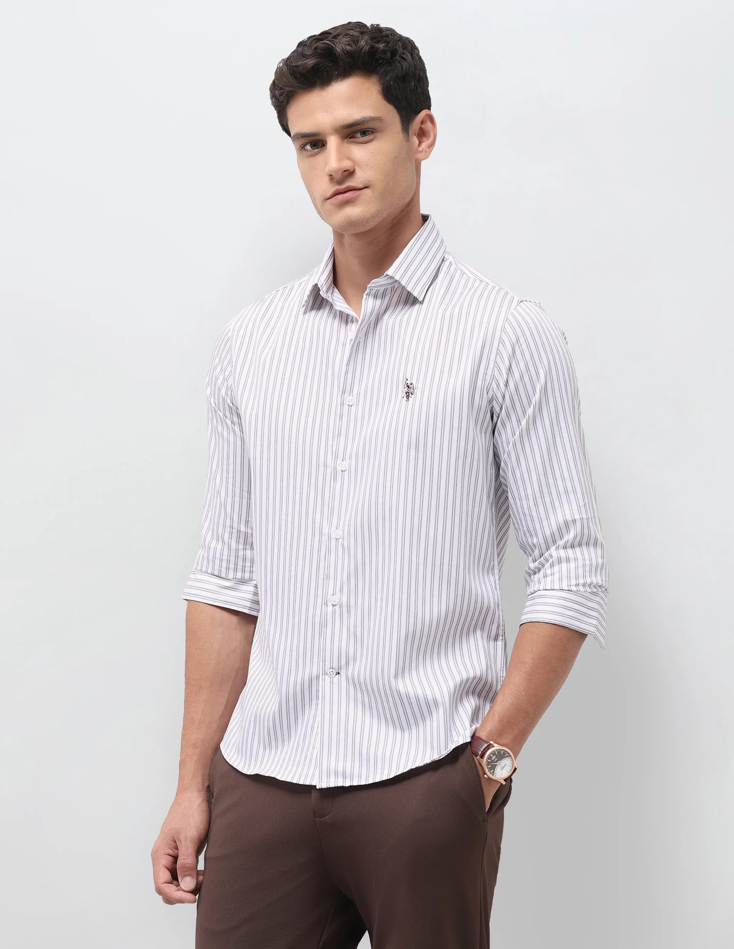 Vertical Striped Satin Shirt