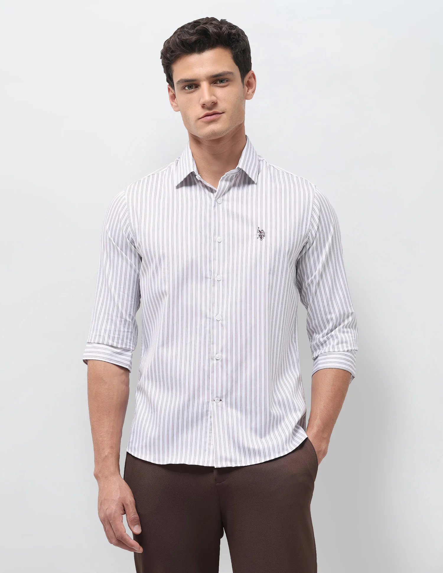 Vertical Striped Satin Shirt - Image 6