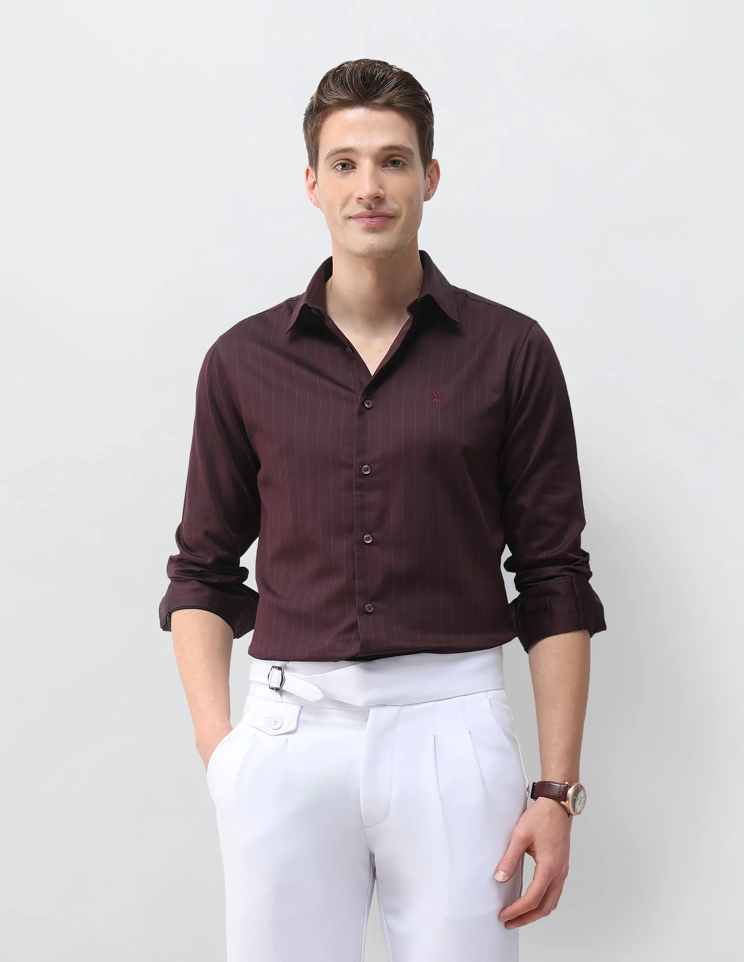 Vertical Striped Satin Shirt