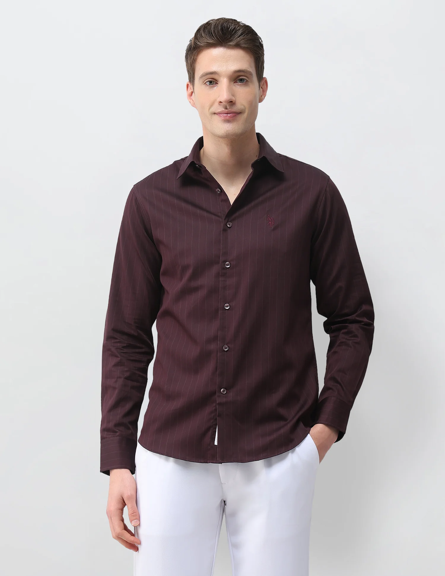 Vertical Striped Satin Shirt - Image 6