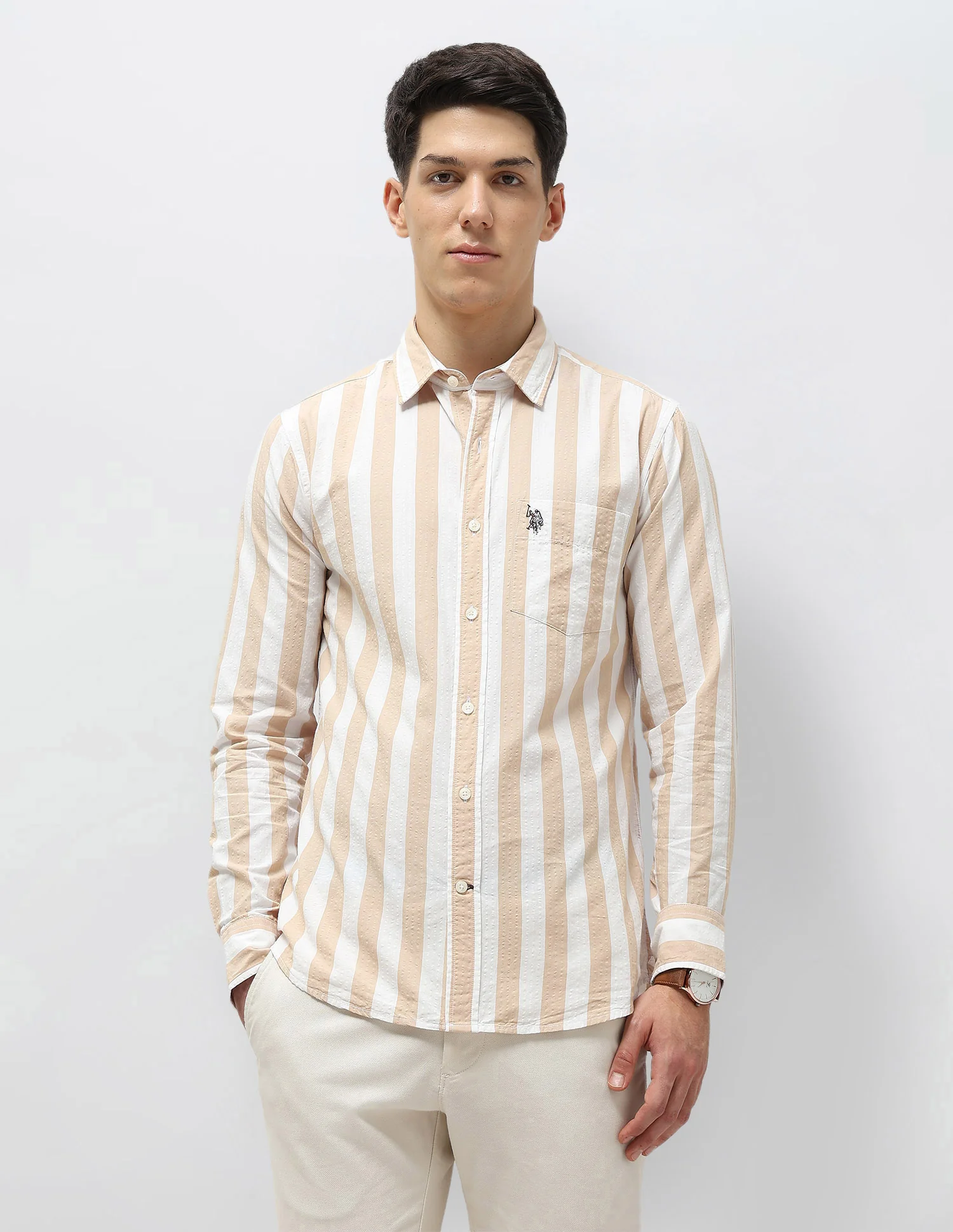 Vertical Striped Seersucker Shirt