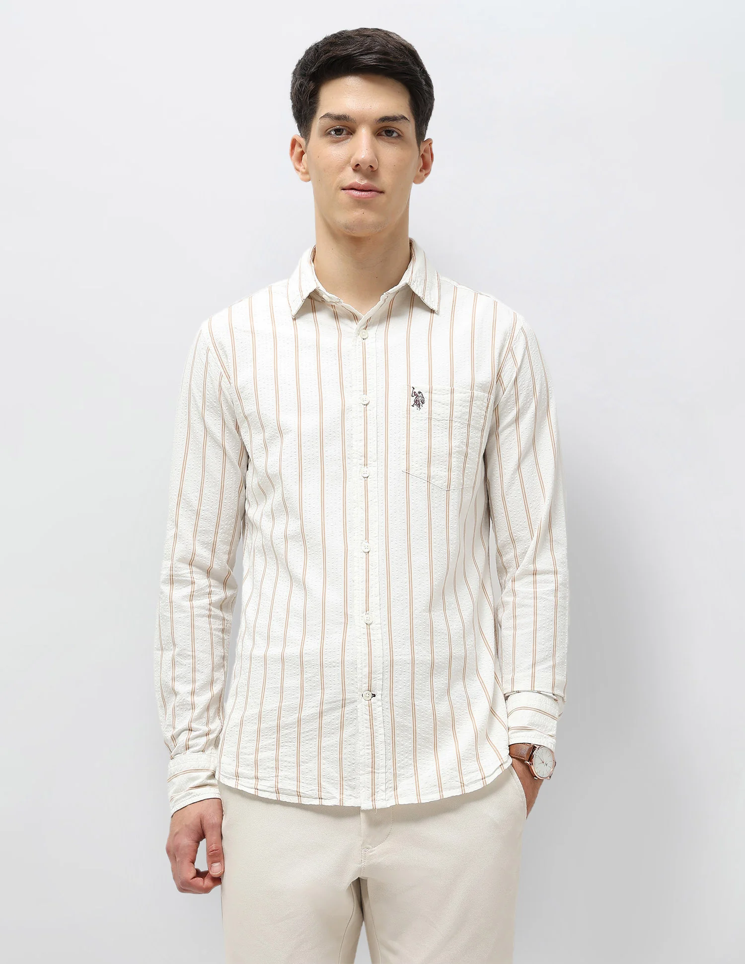 Vertical Striped Seersucker Shirt