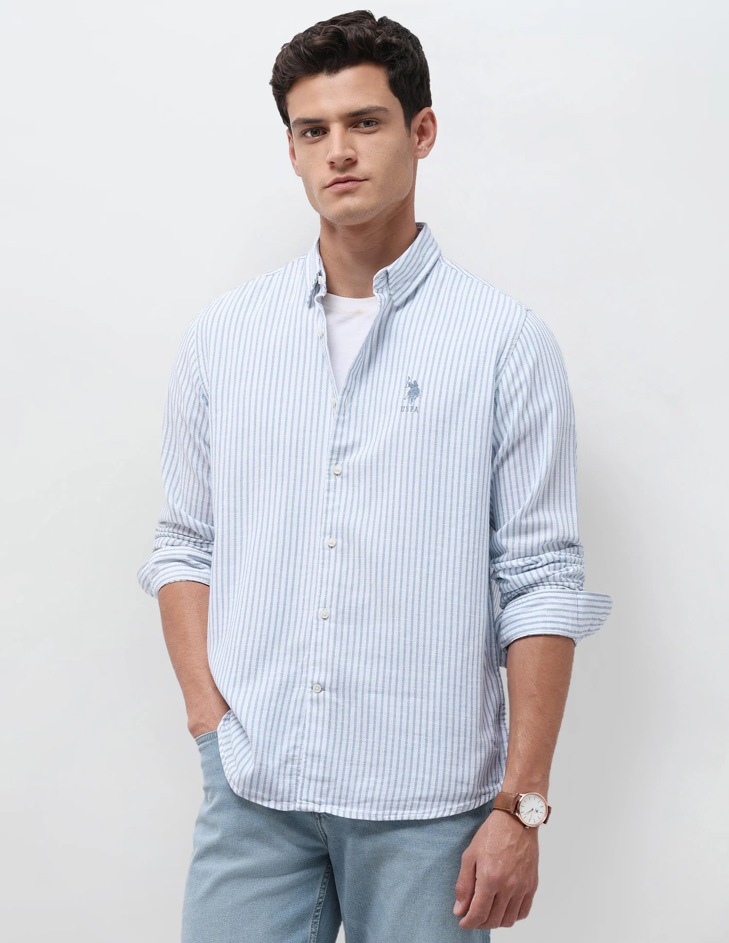Vertical Striped Seersucker Shirt