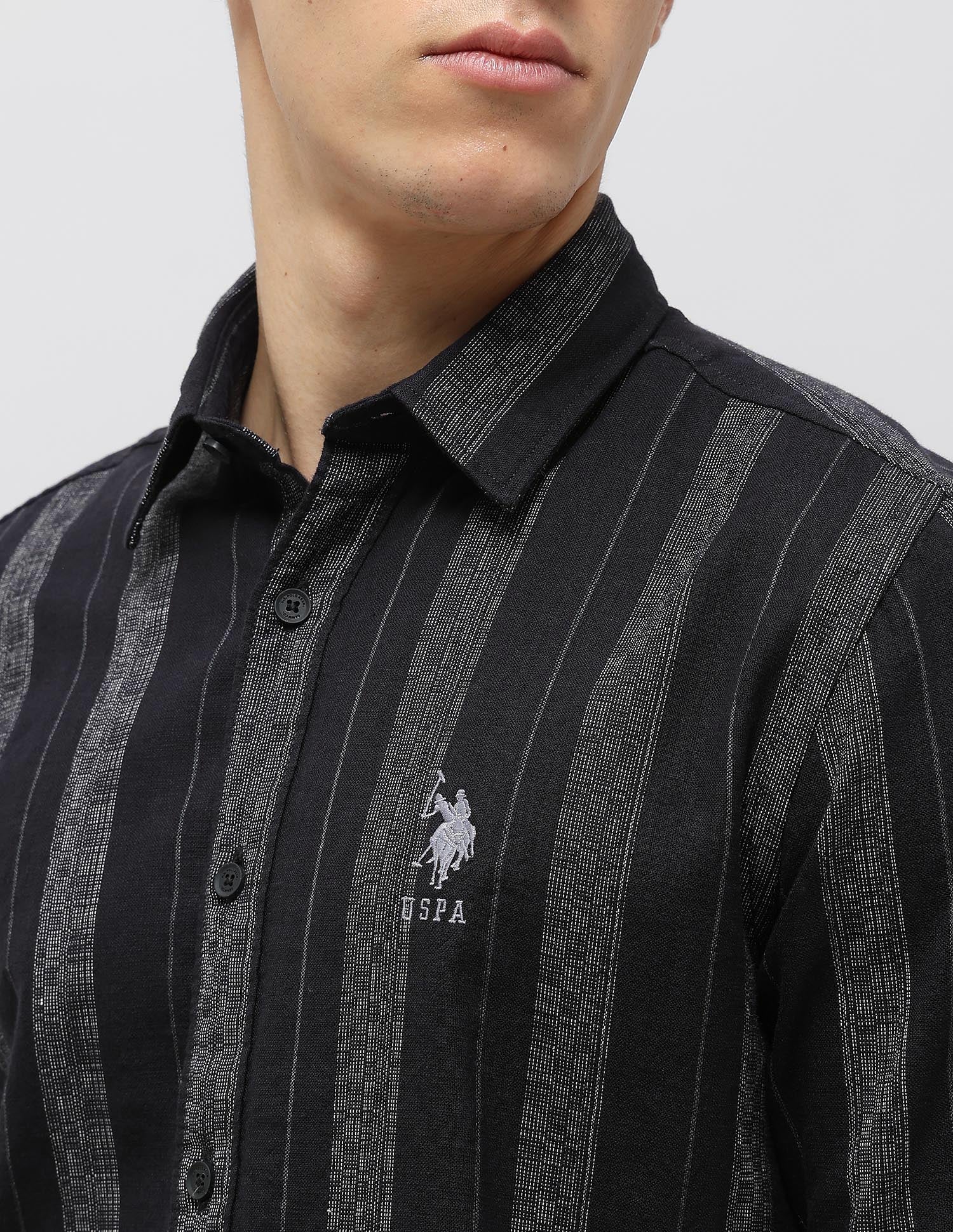Vertical Striped Self Design Dobby Shirt - Image 7