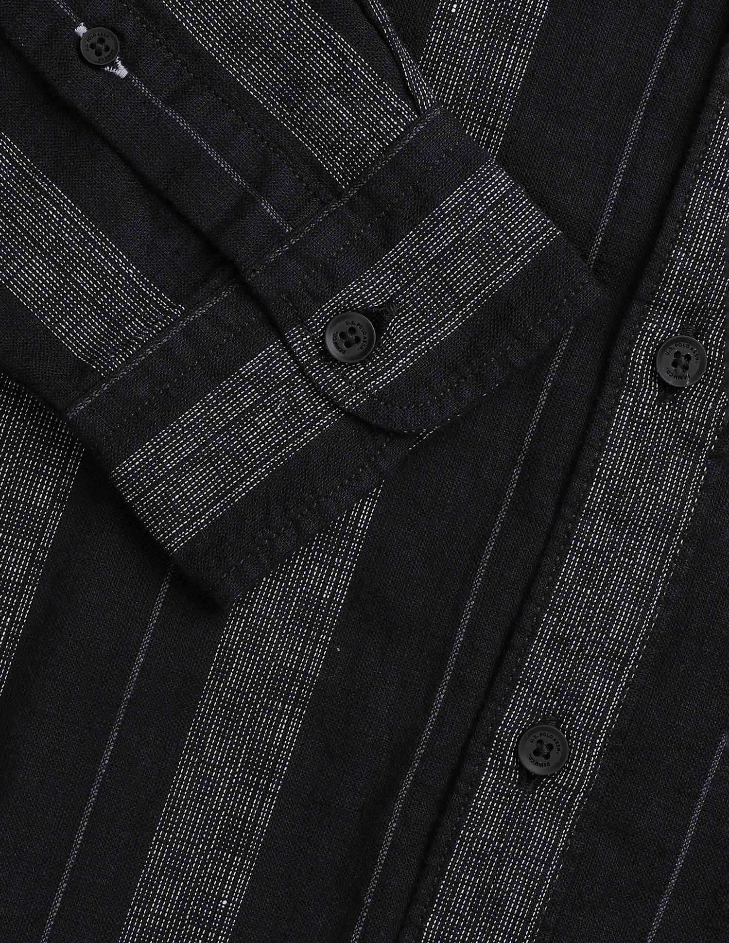 Vertical Striped Self Design Dobby Shirt - Image 8