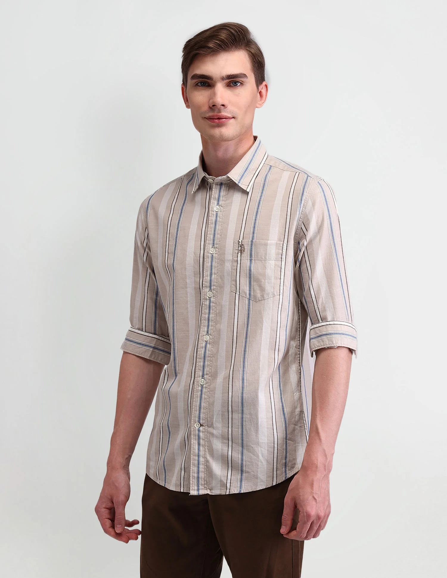 Vertical Striped Slim Fit Dobby Shirt - Image 4