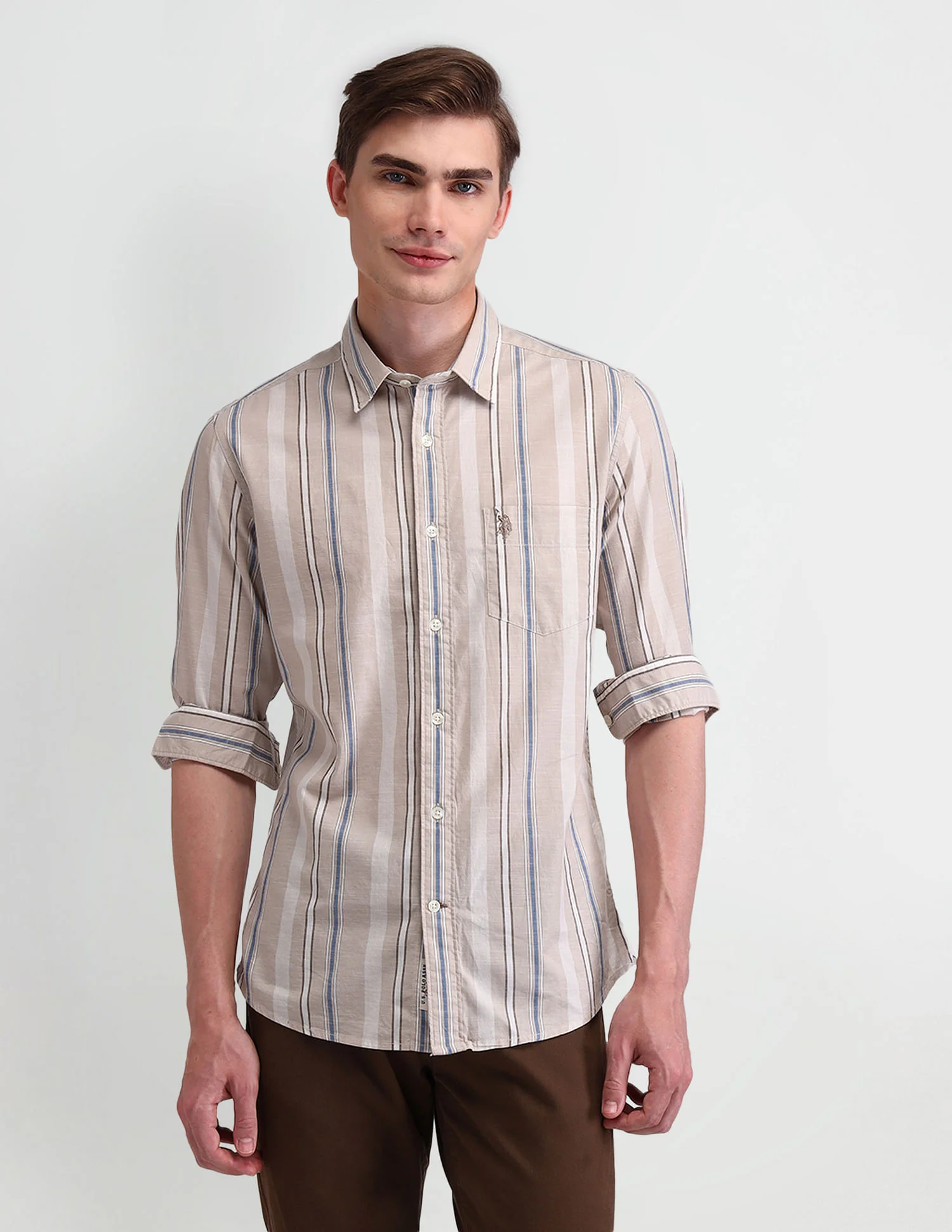 Vertical Striped Slim Fit Dobby Shirt - Image 6