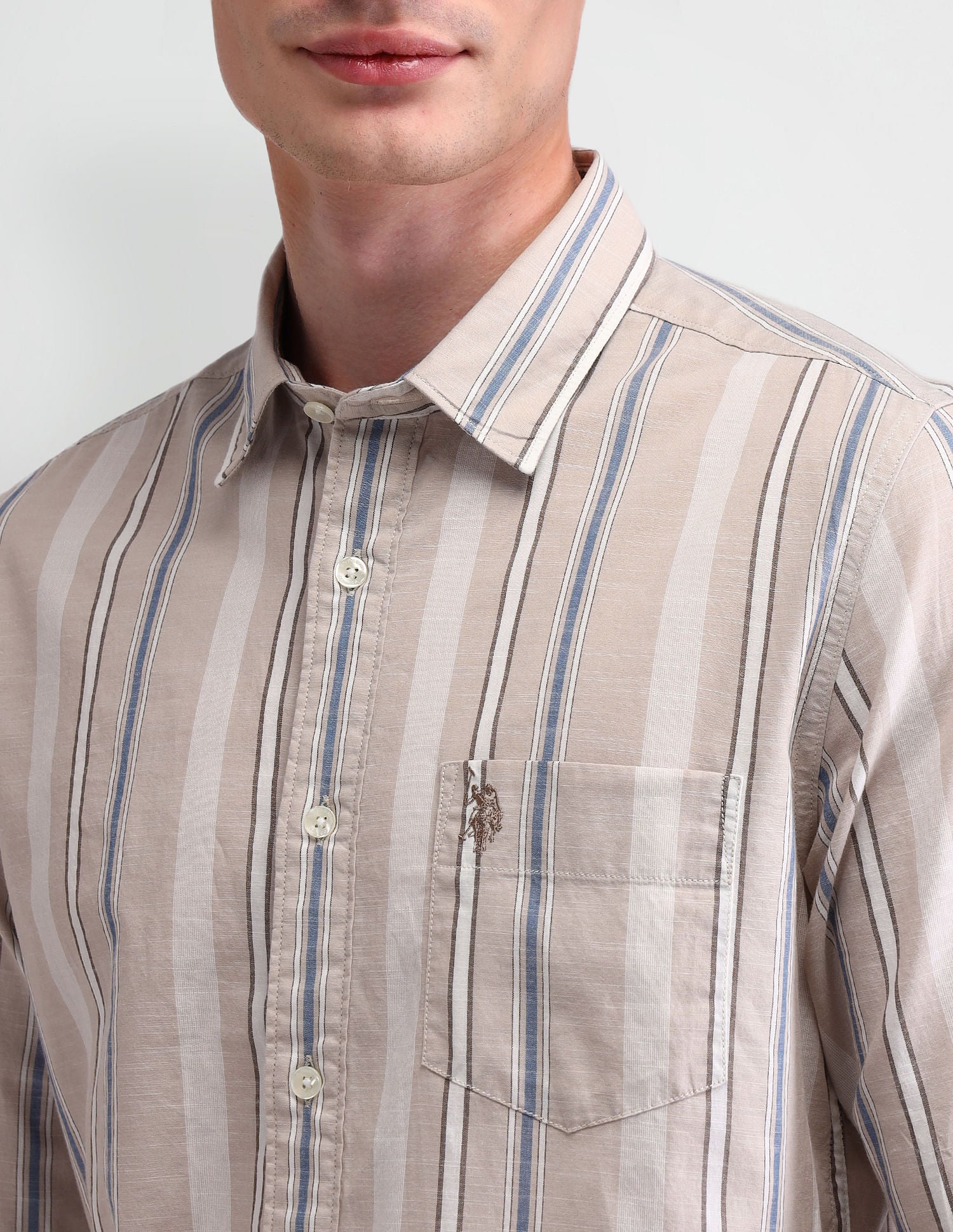 Vertical Striped Slim Fit Dobby Shirt - Image 7