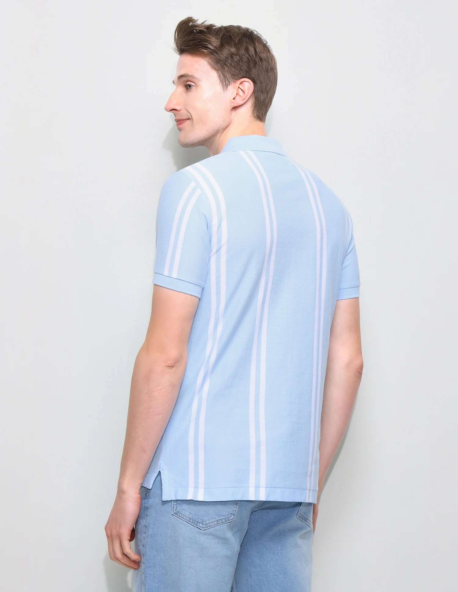 Vertical Striped Slim Fit Polo Shirt - Image 5