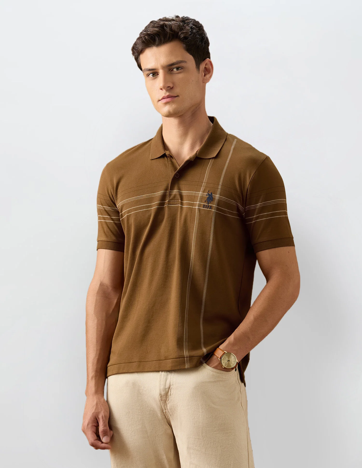 Vertical Striped Slim Fit Polo Shirt