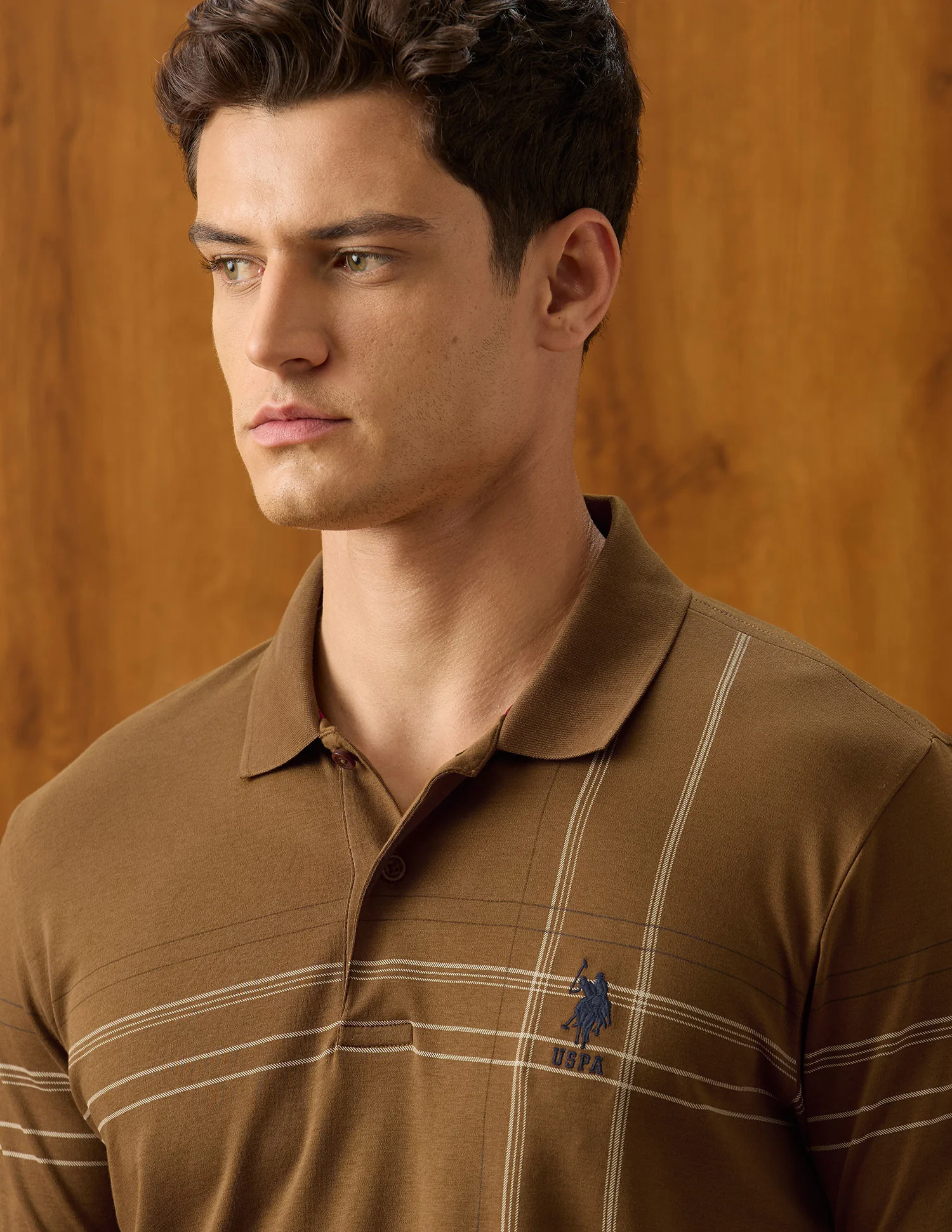 Vertical Striped Slim Fit Polo Shirt - Image 7