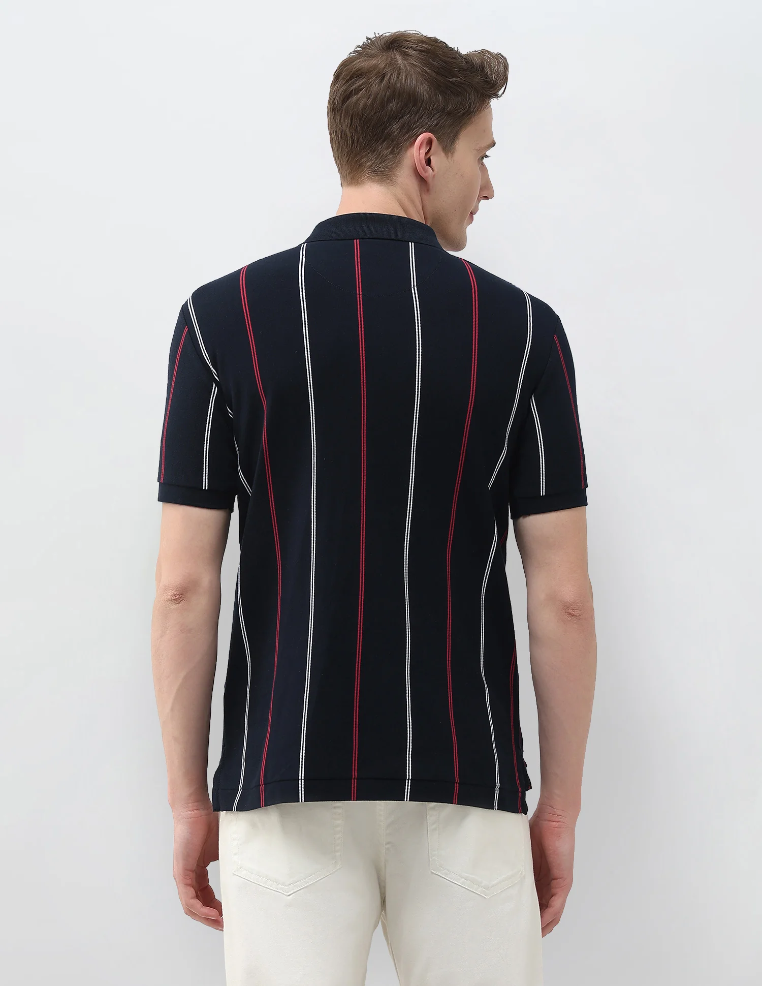 Vertical Striped Slim Fit Polo Shirt - Image 5