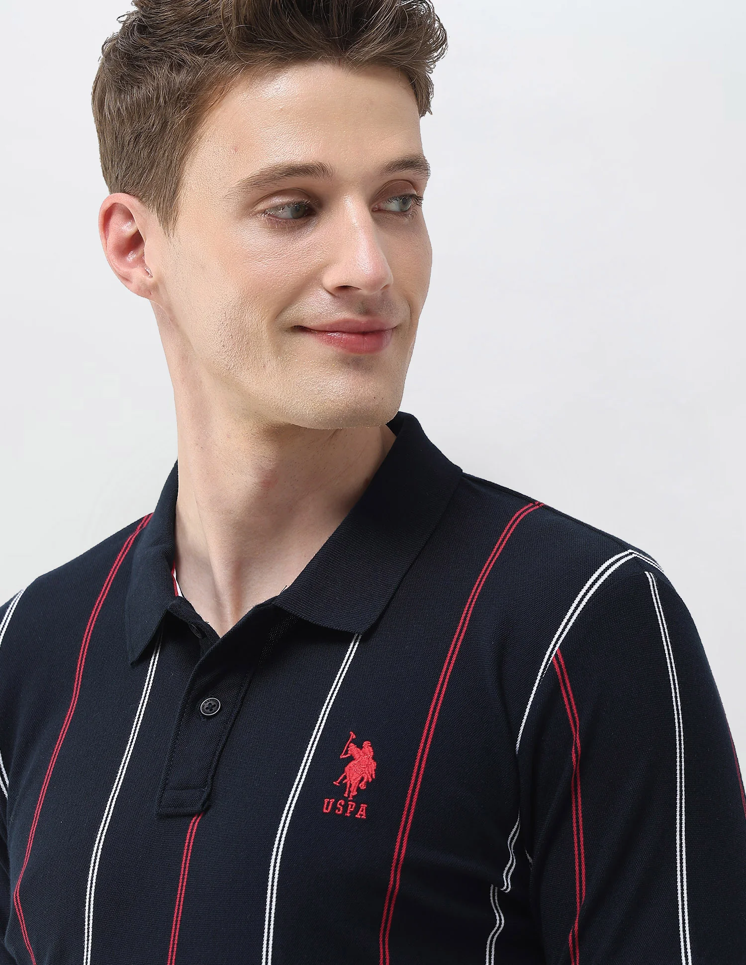 Vertical Striped Slim Fit Polo Shirt - Image 7