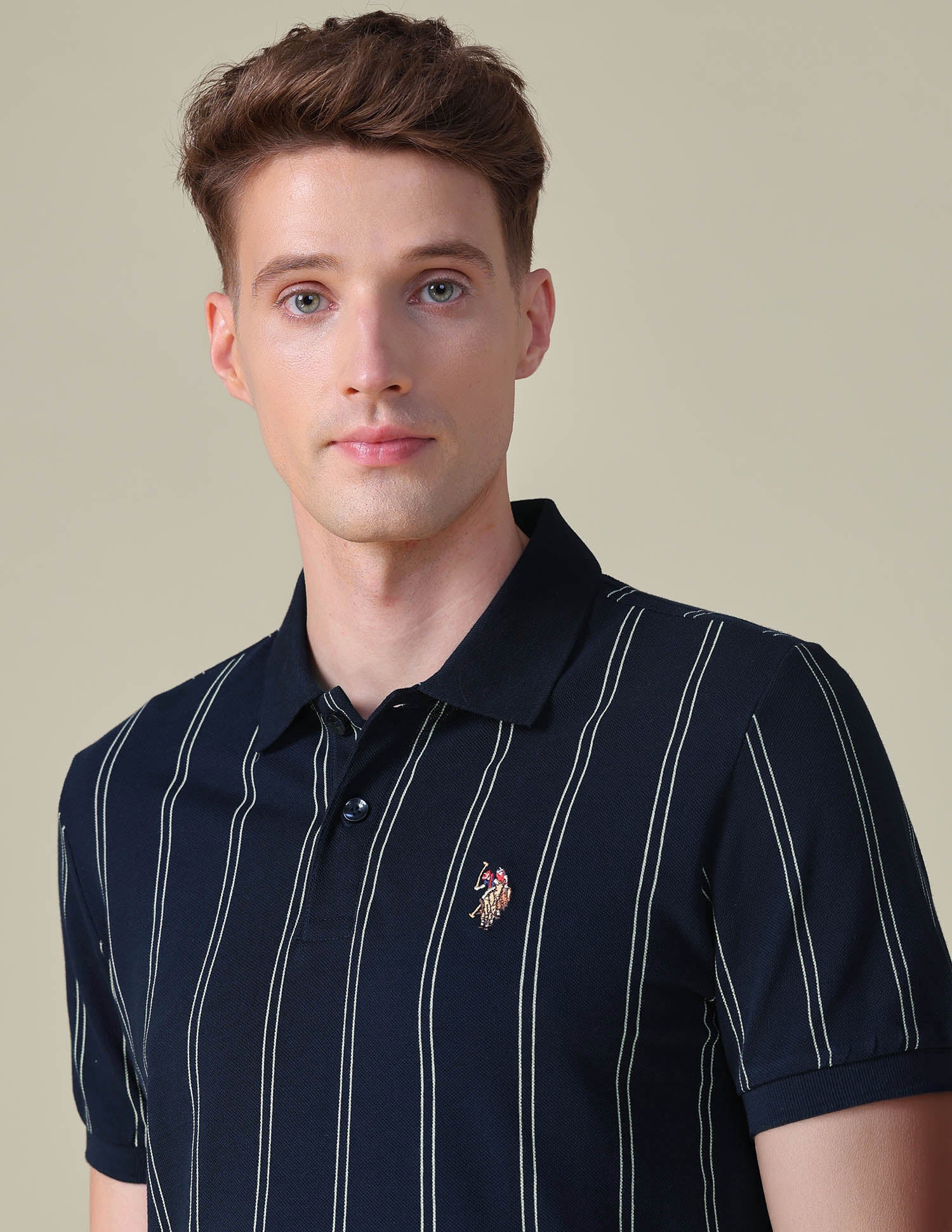 Vertical Striped Slim Fit Polo Shirt - Image 7