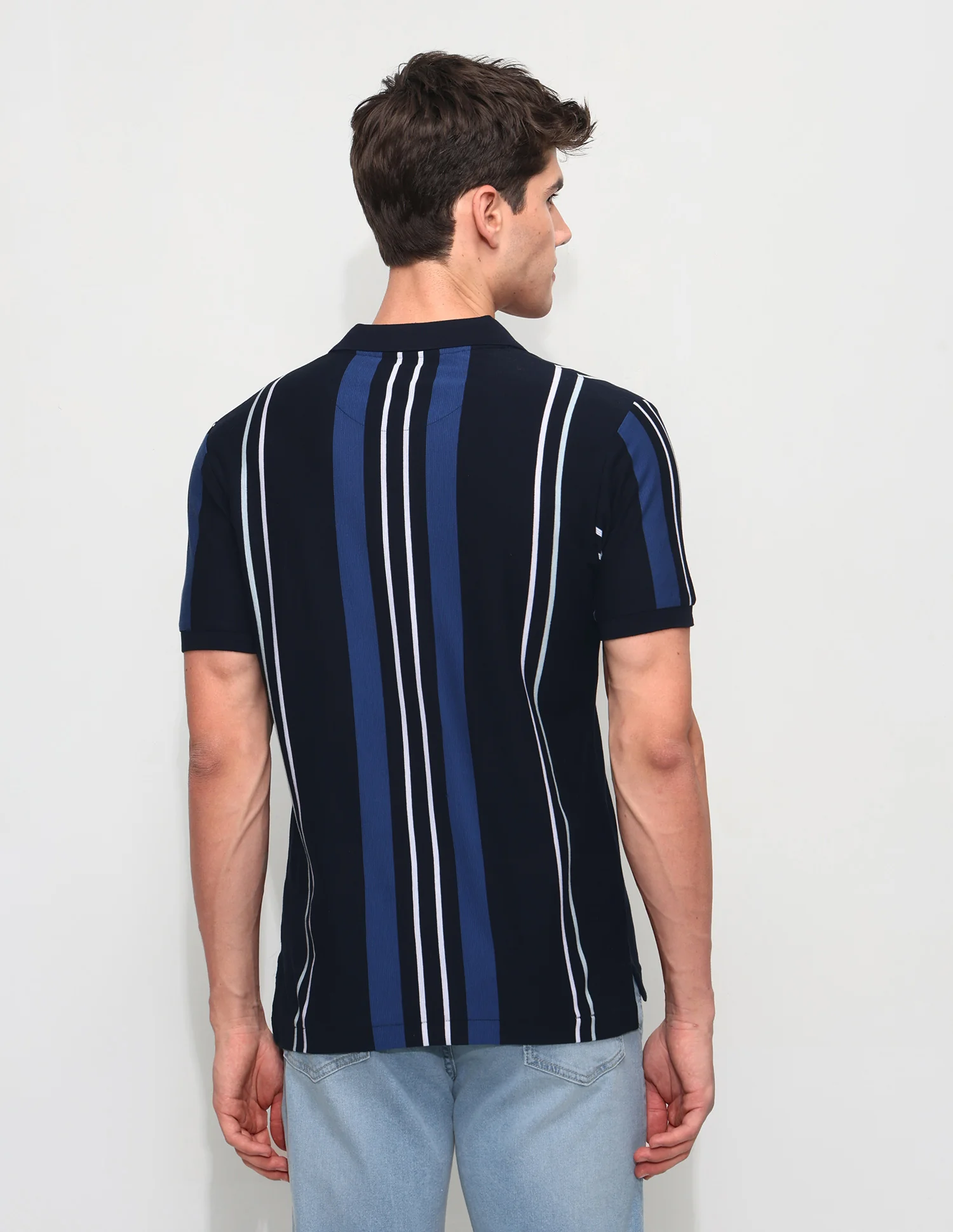 Vertical Striped Slim Fit Polo Shirt - Image 5