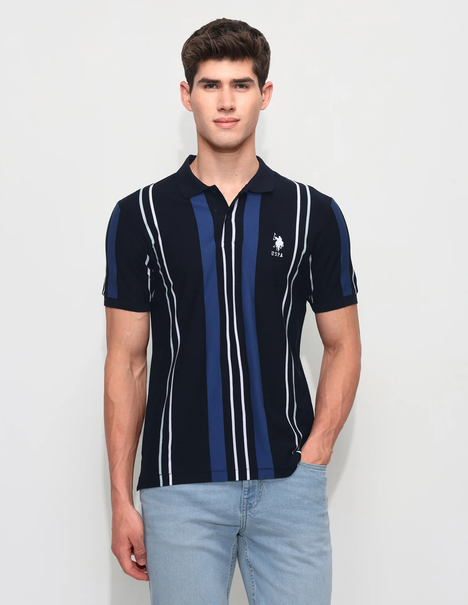 Vertical Striped Slim Fit Polo Shirt - Image 6