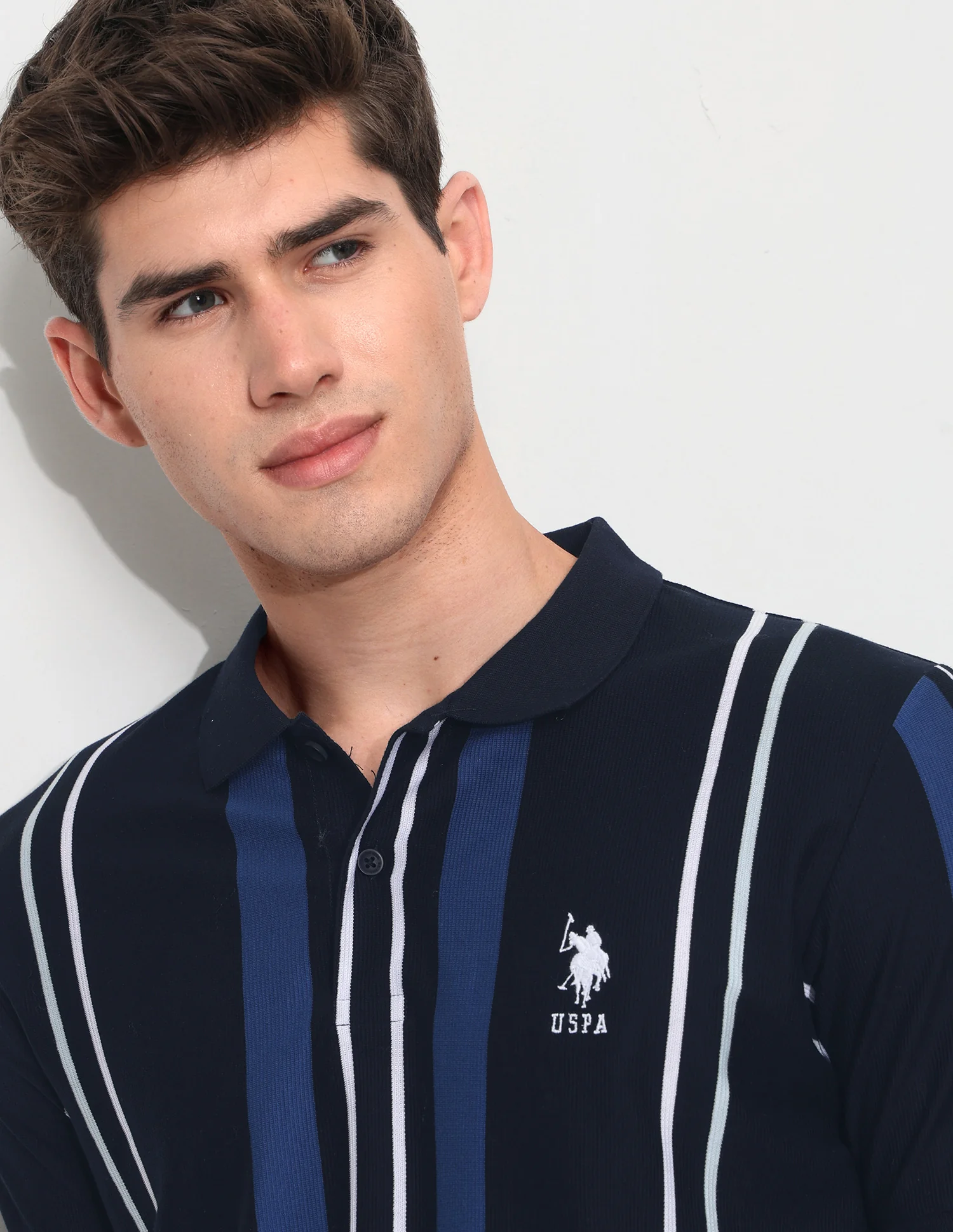 Vertical Striped Slim Fit Polo Shirt - Image 7