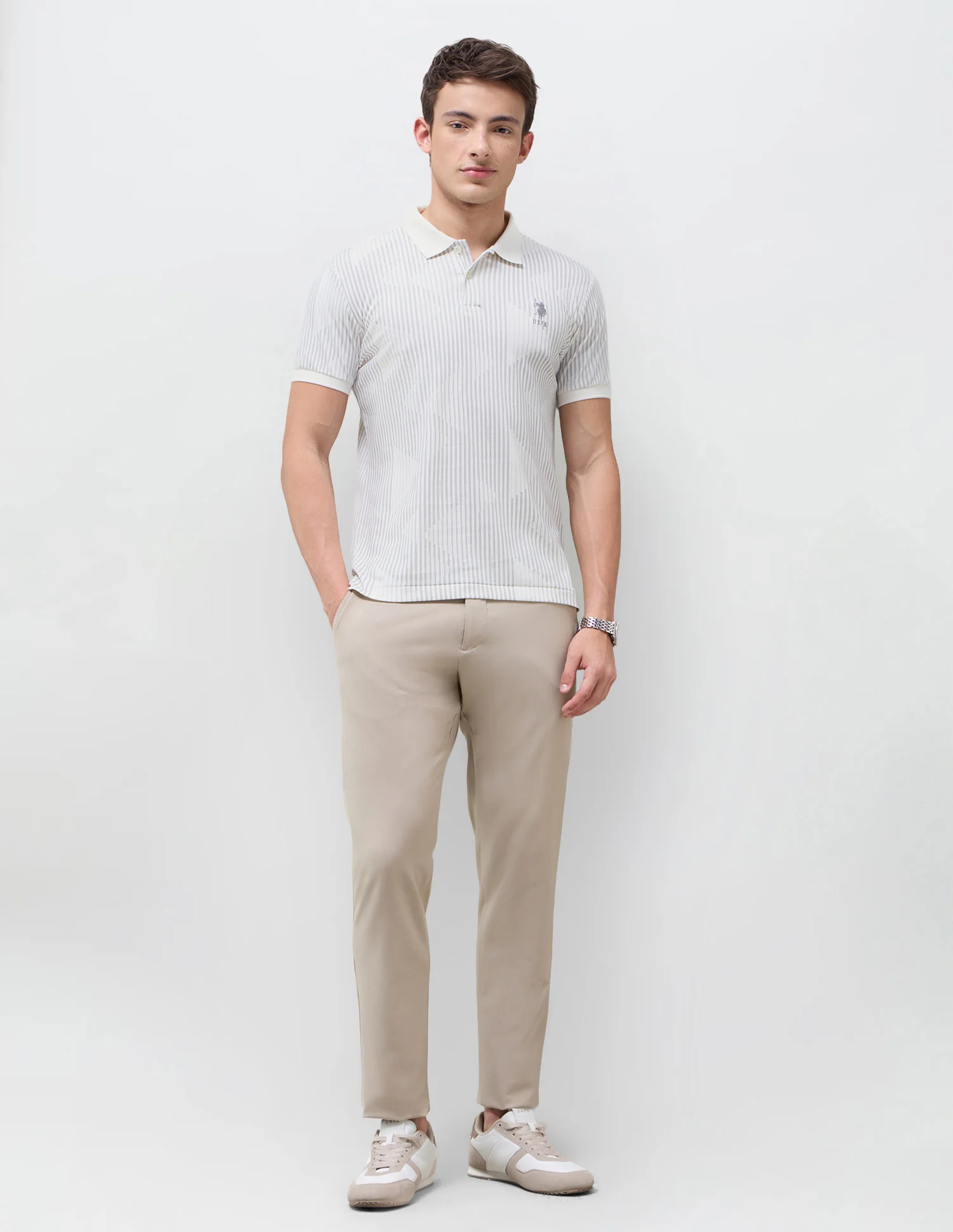 Vertical Striped Slim Fit Polo Shirt - Image 3
