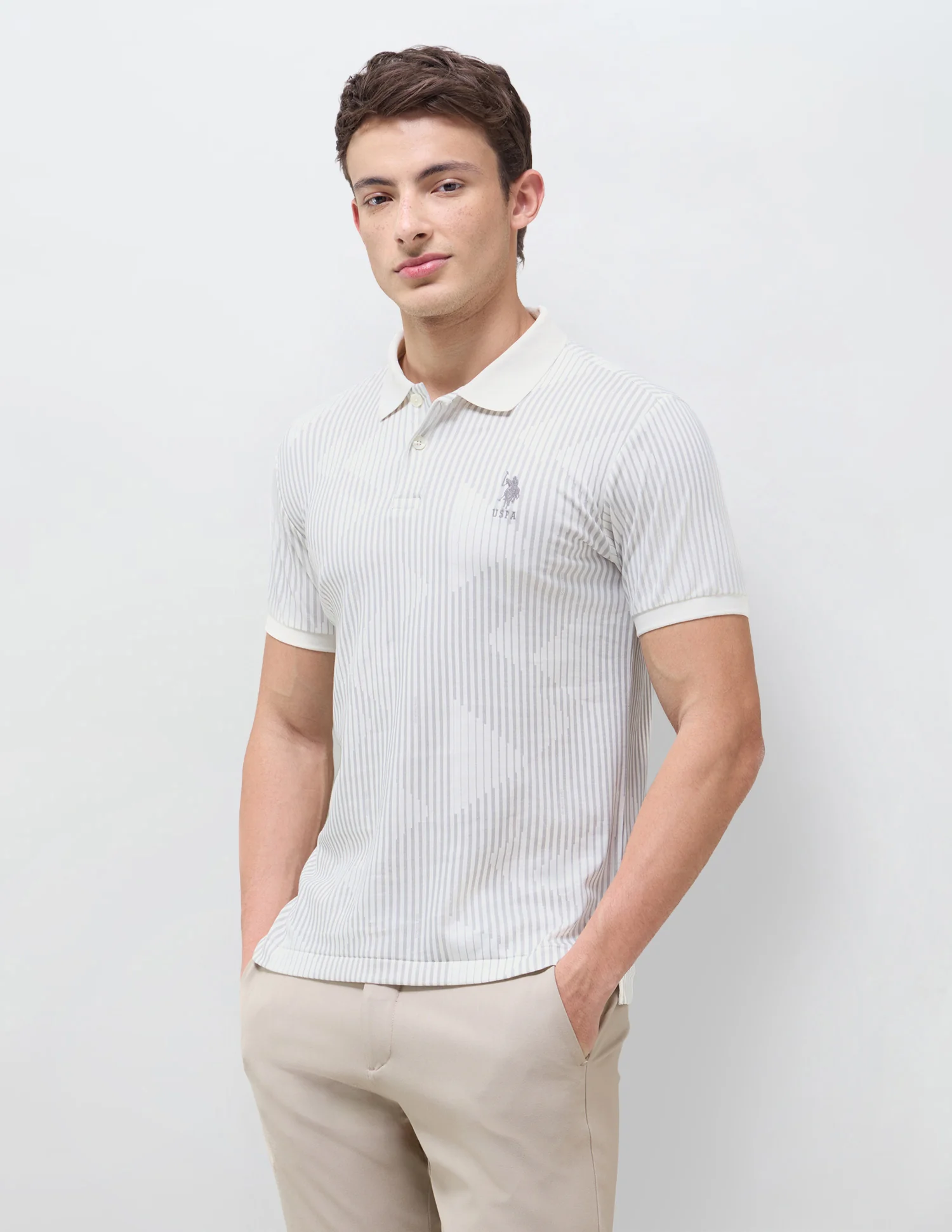 Vertical Striped Slim Fit Polo Shirt - Image 4