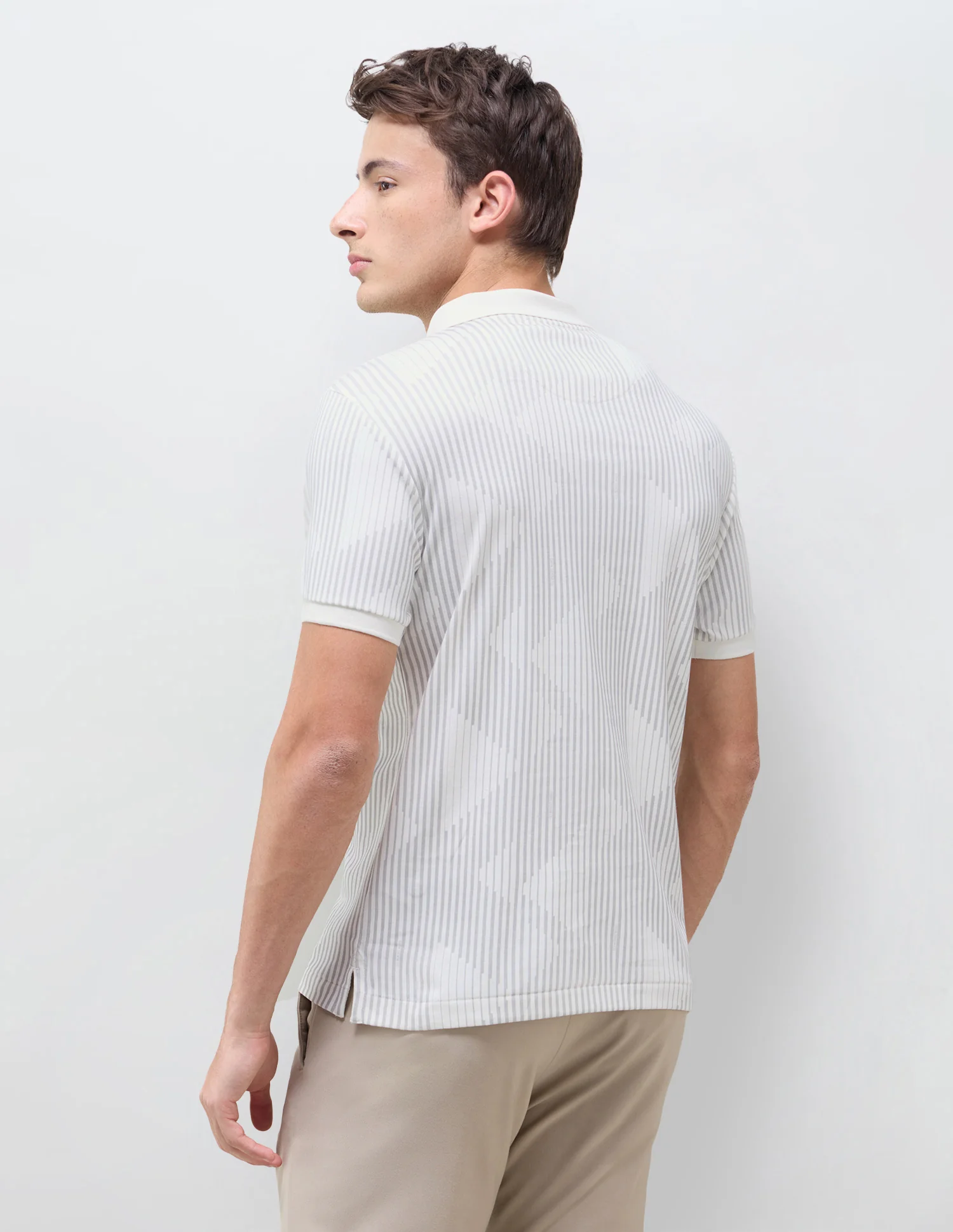Vertical Striped Slim Fit Polo Shirt - Image 5