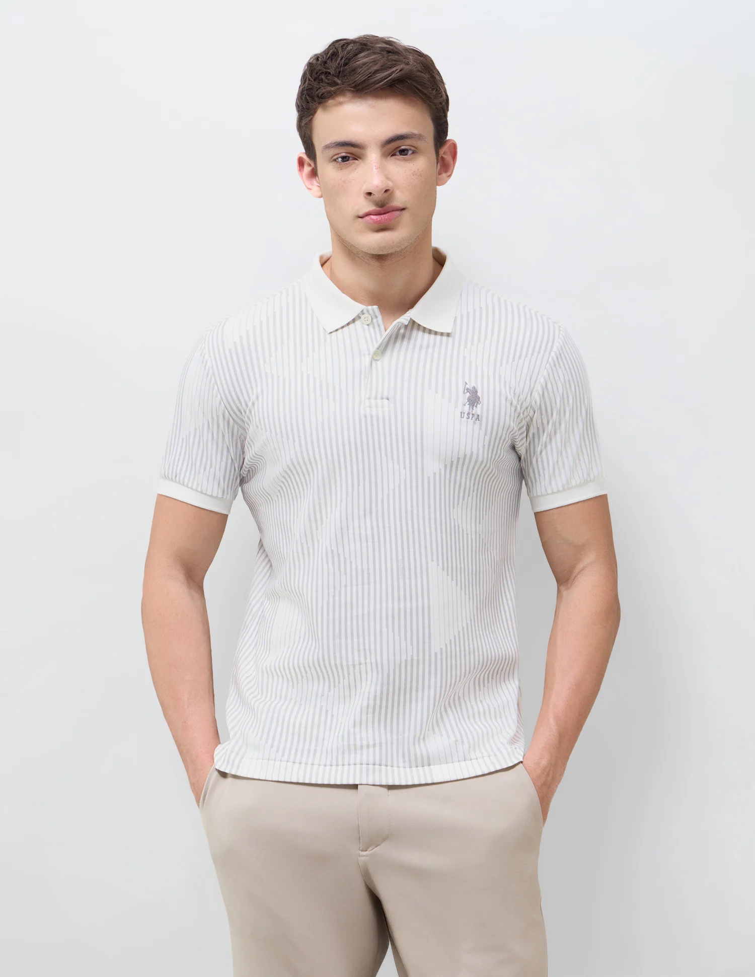 Vertical Striped Slim Fit Polo Shirt - Image 6