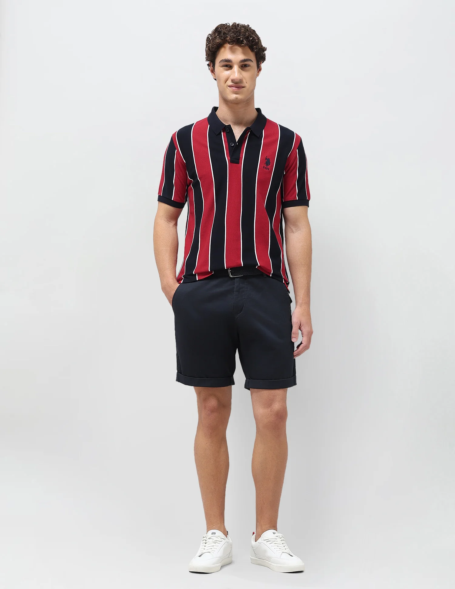Vertical Striped Slim Fit Polo Shirt - Image 3