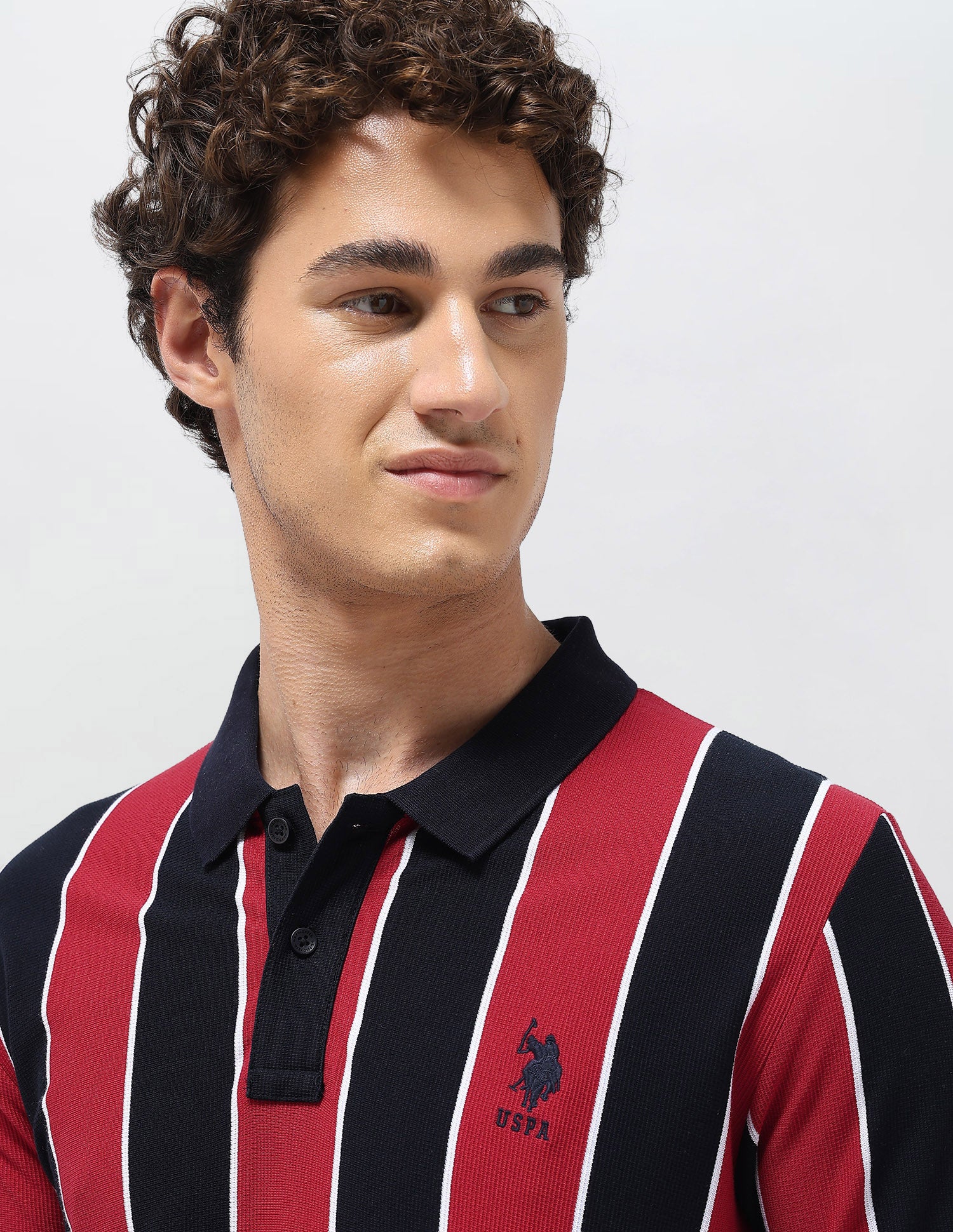Vertical Striped Slim Fit Polo Shirt - Image 7