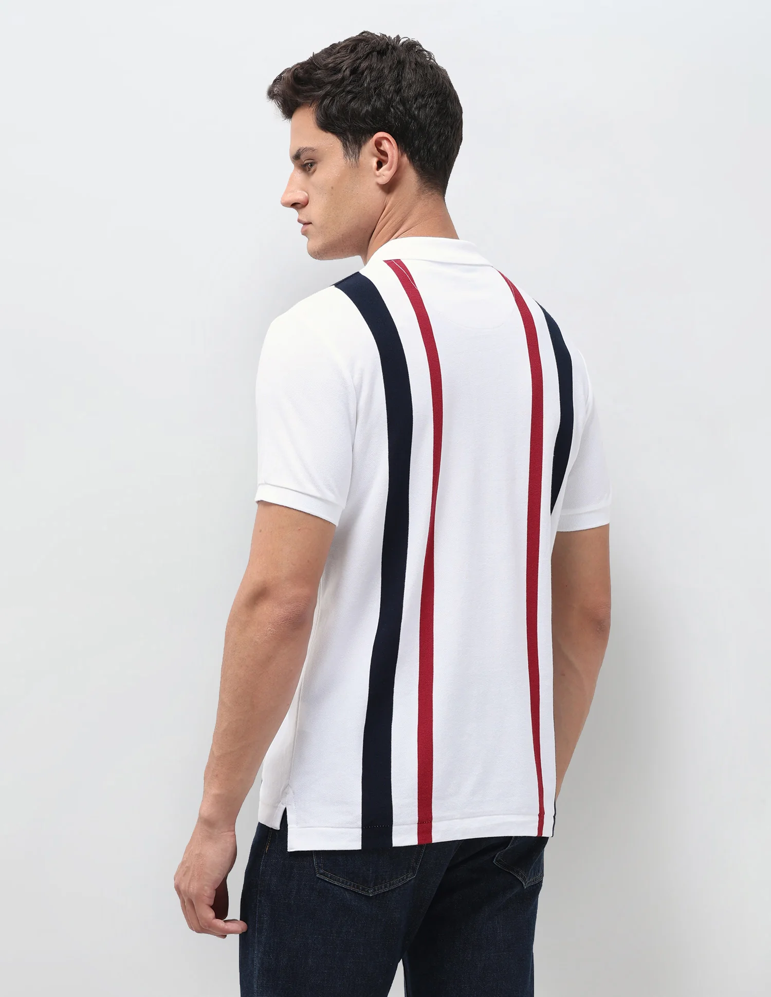 Vertical Striped Slim Fit Polo Shirt - Image 5
