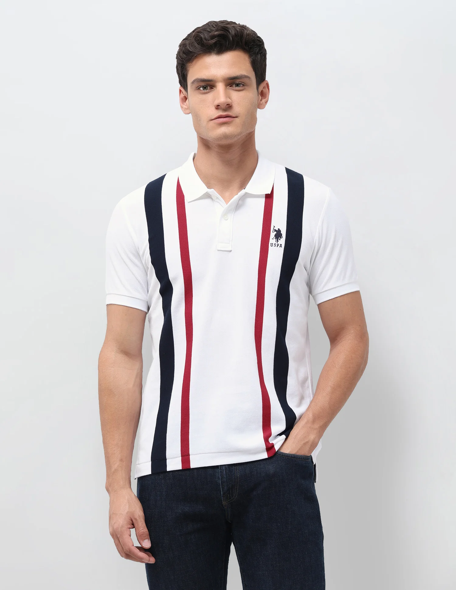 Vertical Striped Slim Fit Polo Shirt - Image 6
