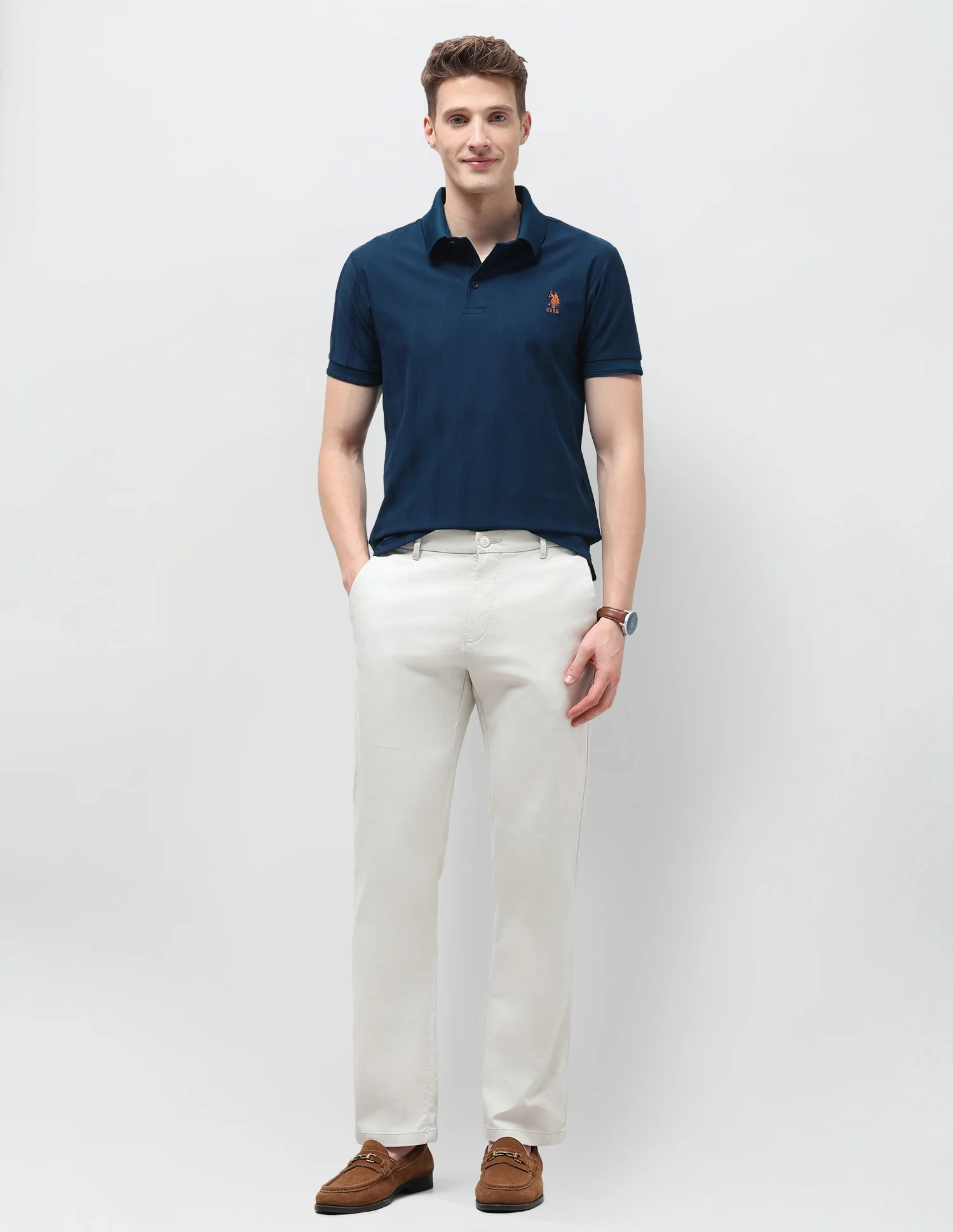 Vertical Striped Slim Fit Polo Shirt - Image 3