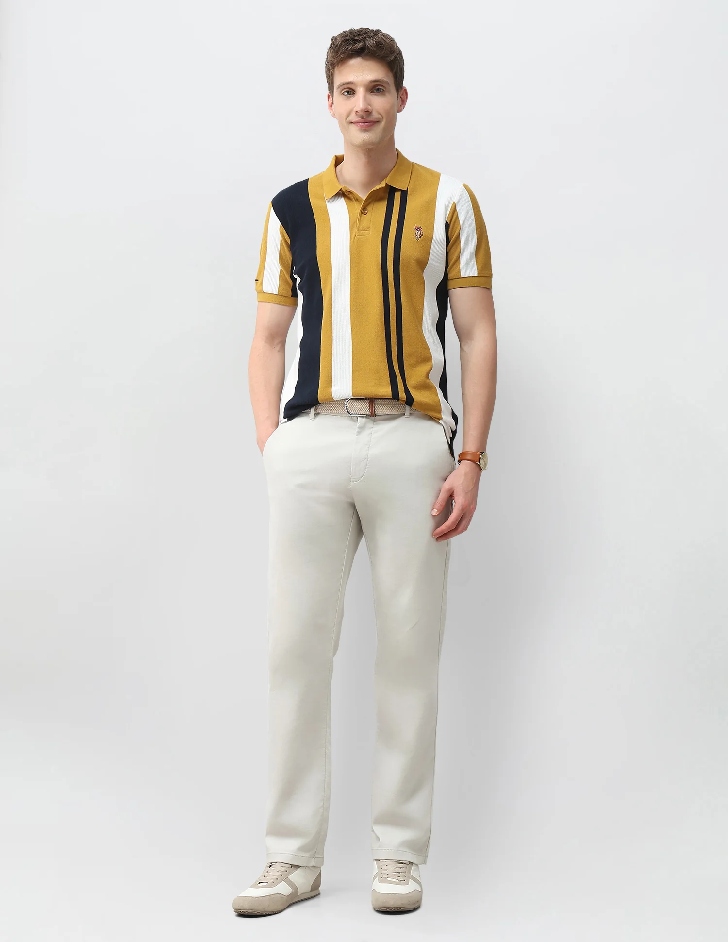 Vertical Striped Slim Fit Polo Shirt - Image 3