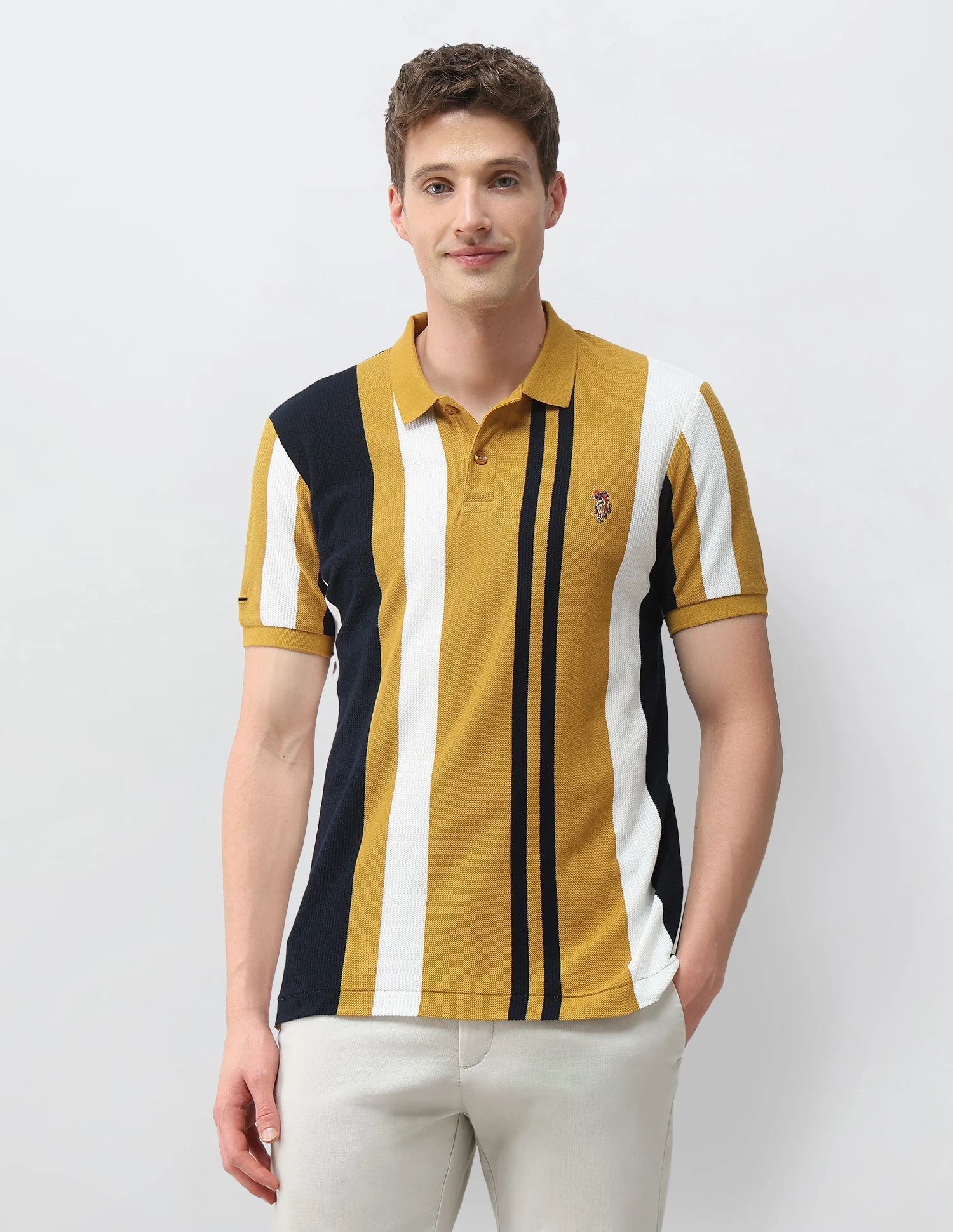 Vertical Striped Slim Fit Polo Shirt - Image 6