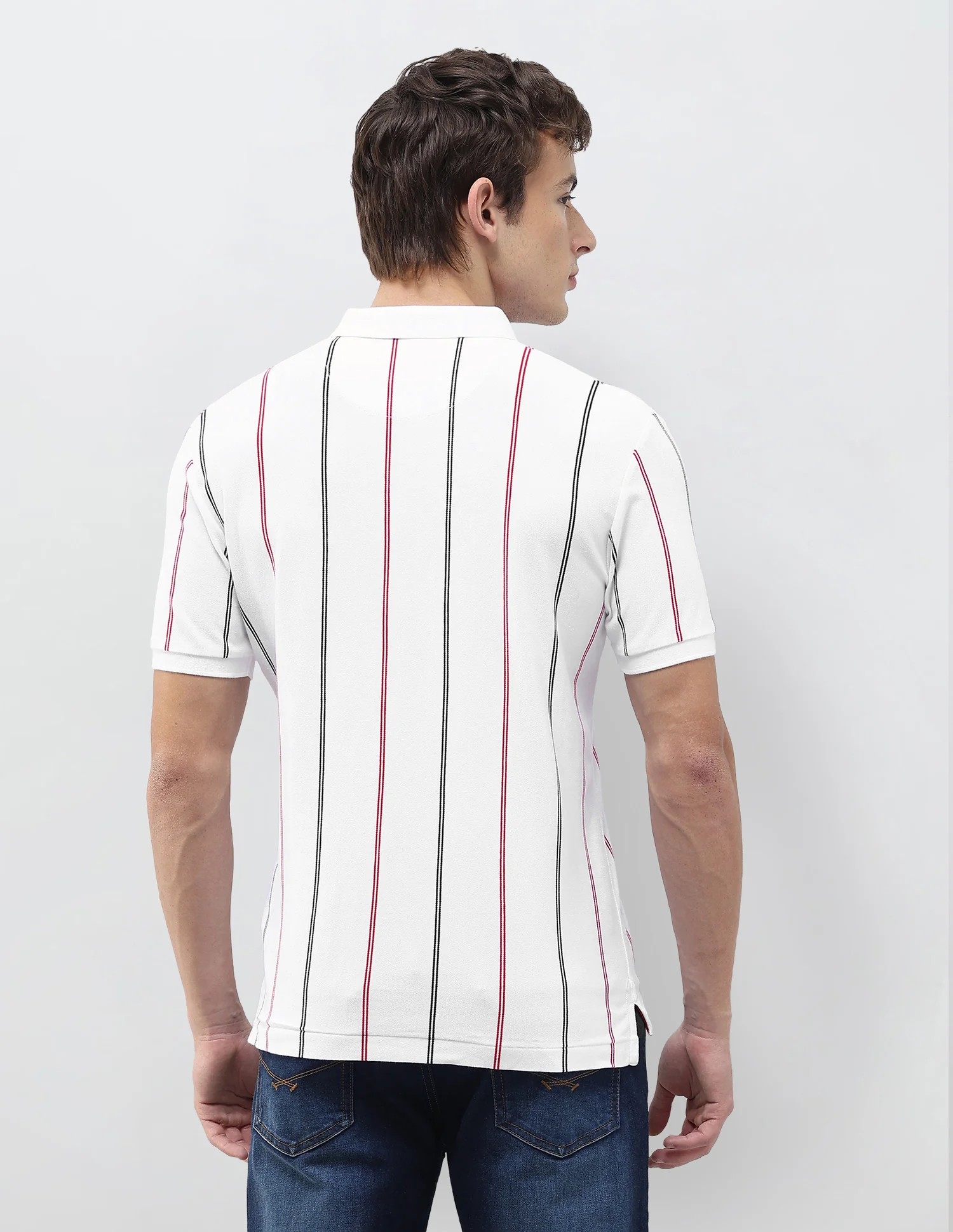 Vertical Striped Slim Fit Polo Shirt - Image 5