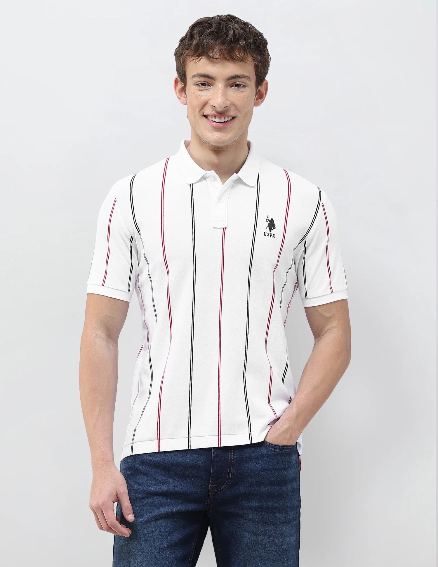 Vertical Striped Slim Fit Polo Shirt - Image 6