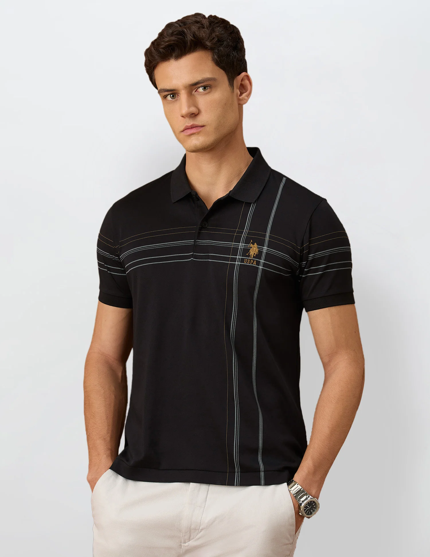 Vertical Striped Slim Fit Polo Shirt
