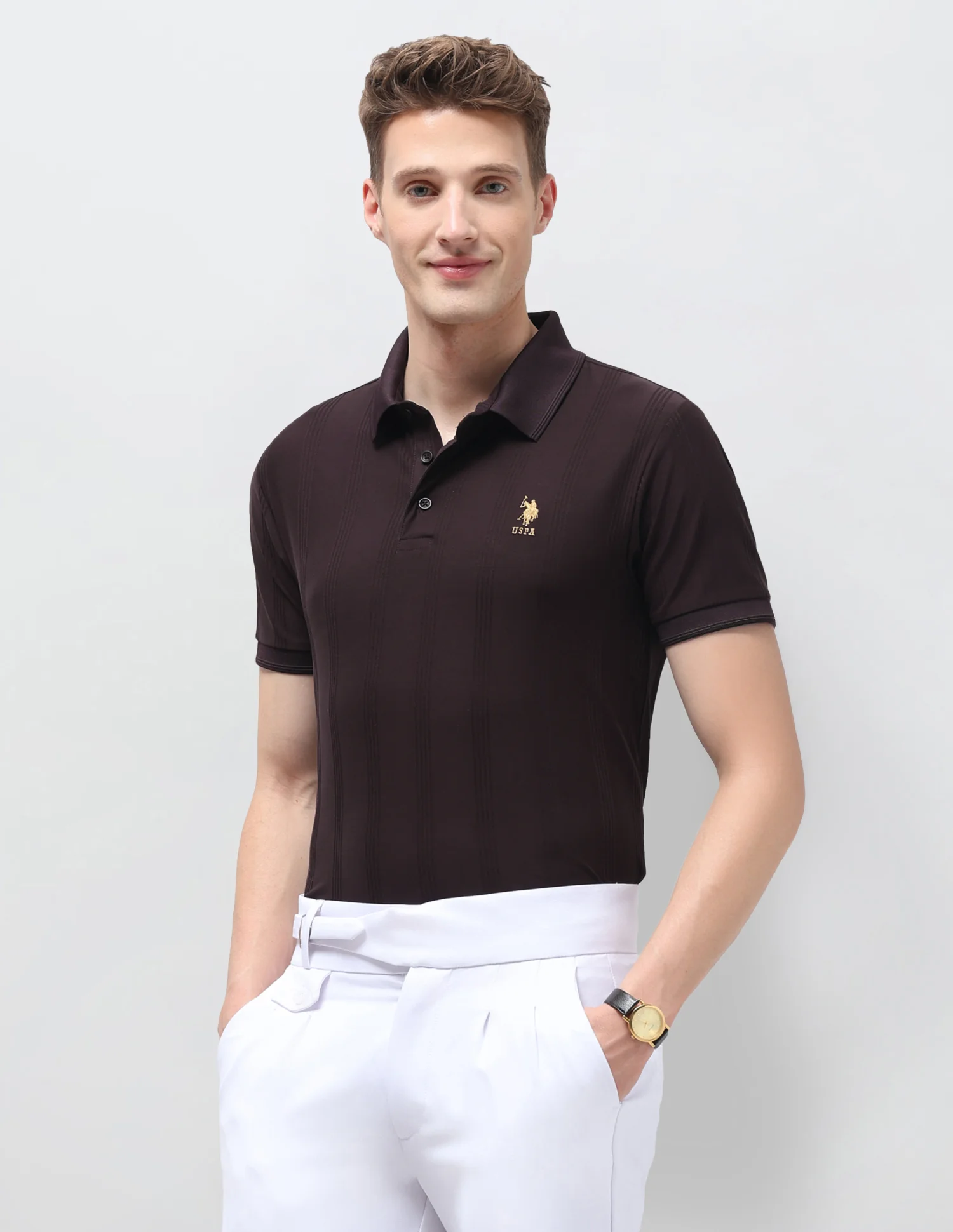 Vertical Striped Slim Fit Polo Shirt