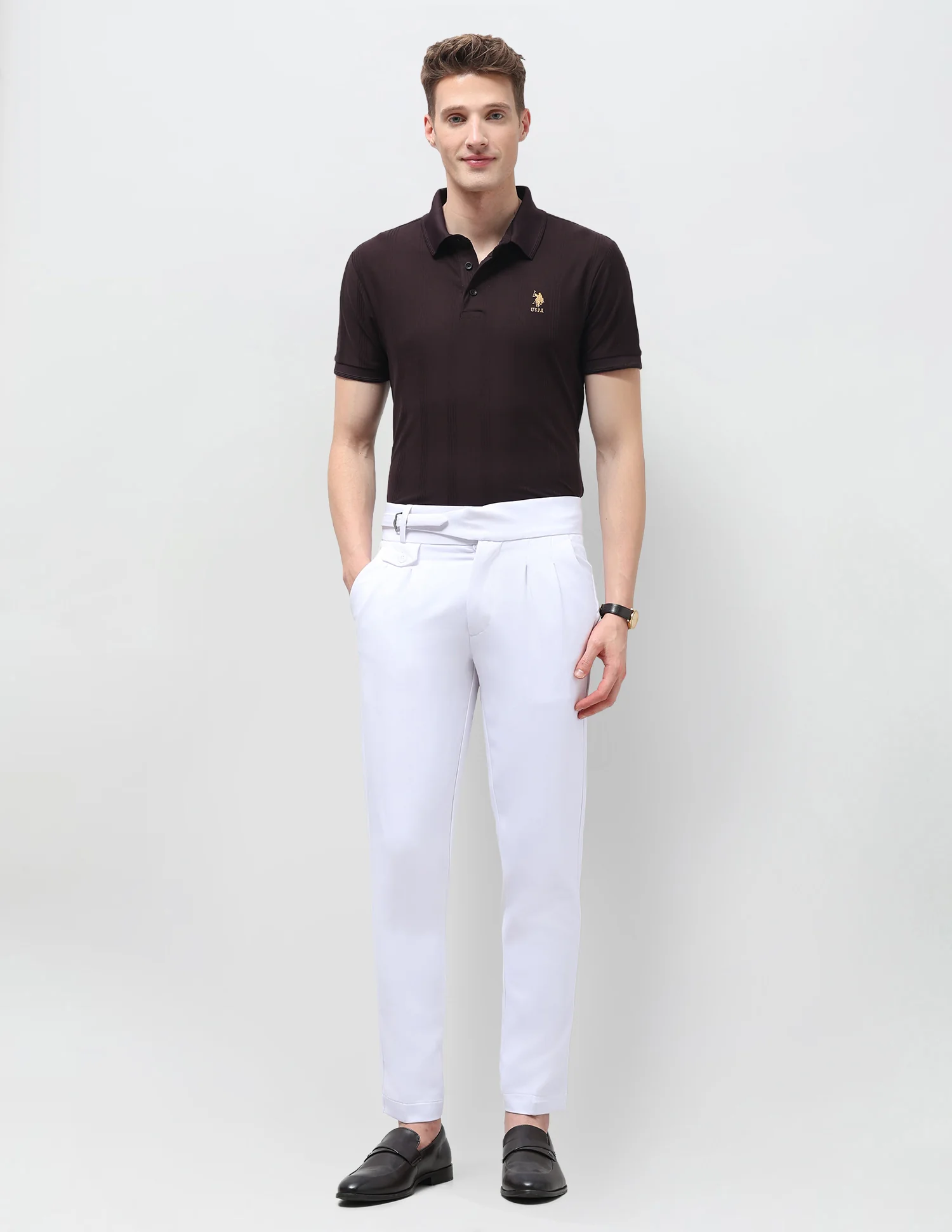 Vertical Striped Slim Fit Polo Shirt - Image 3