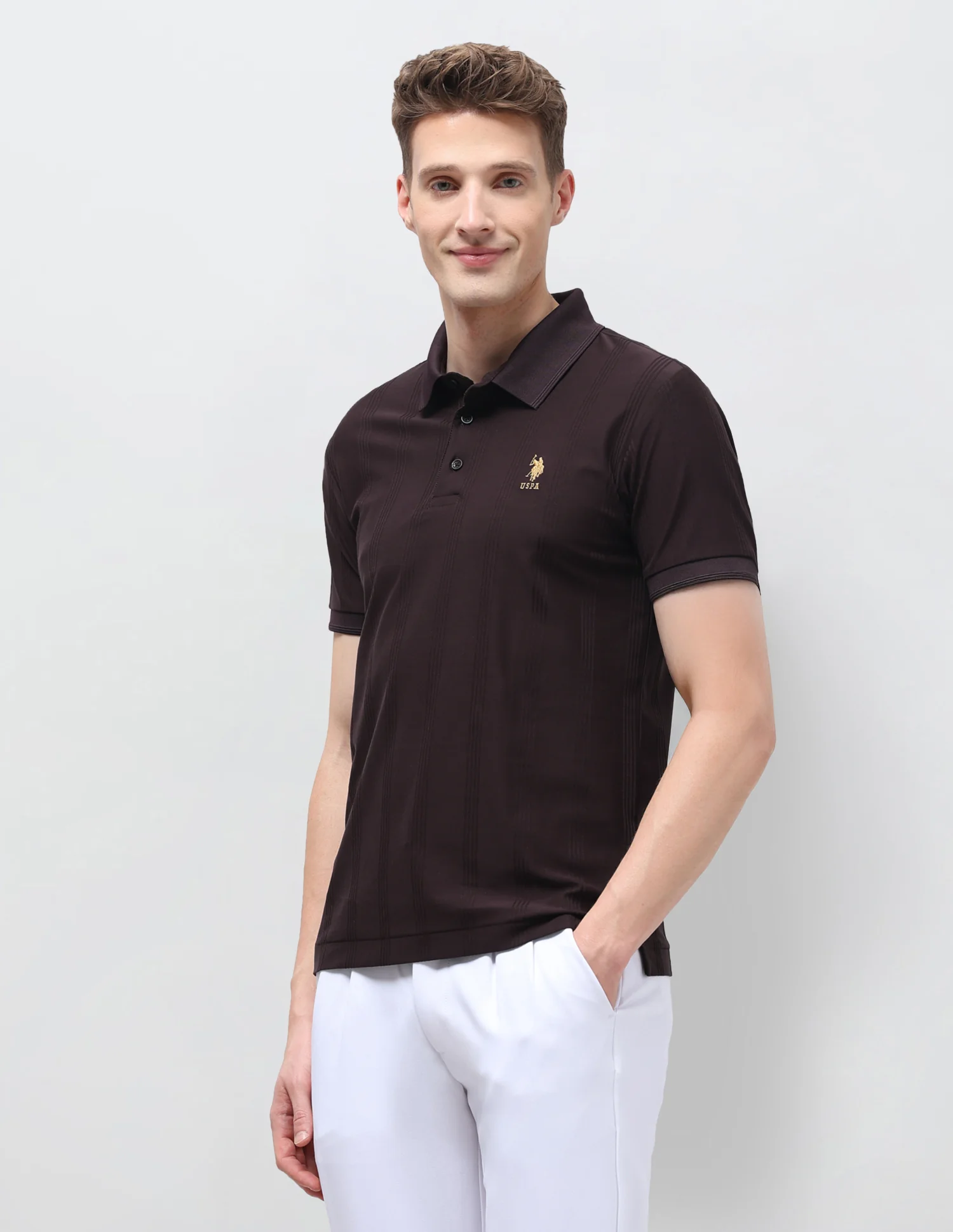 Vertical Striped Slim Fit Polo Shirt - Image 4