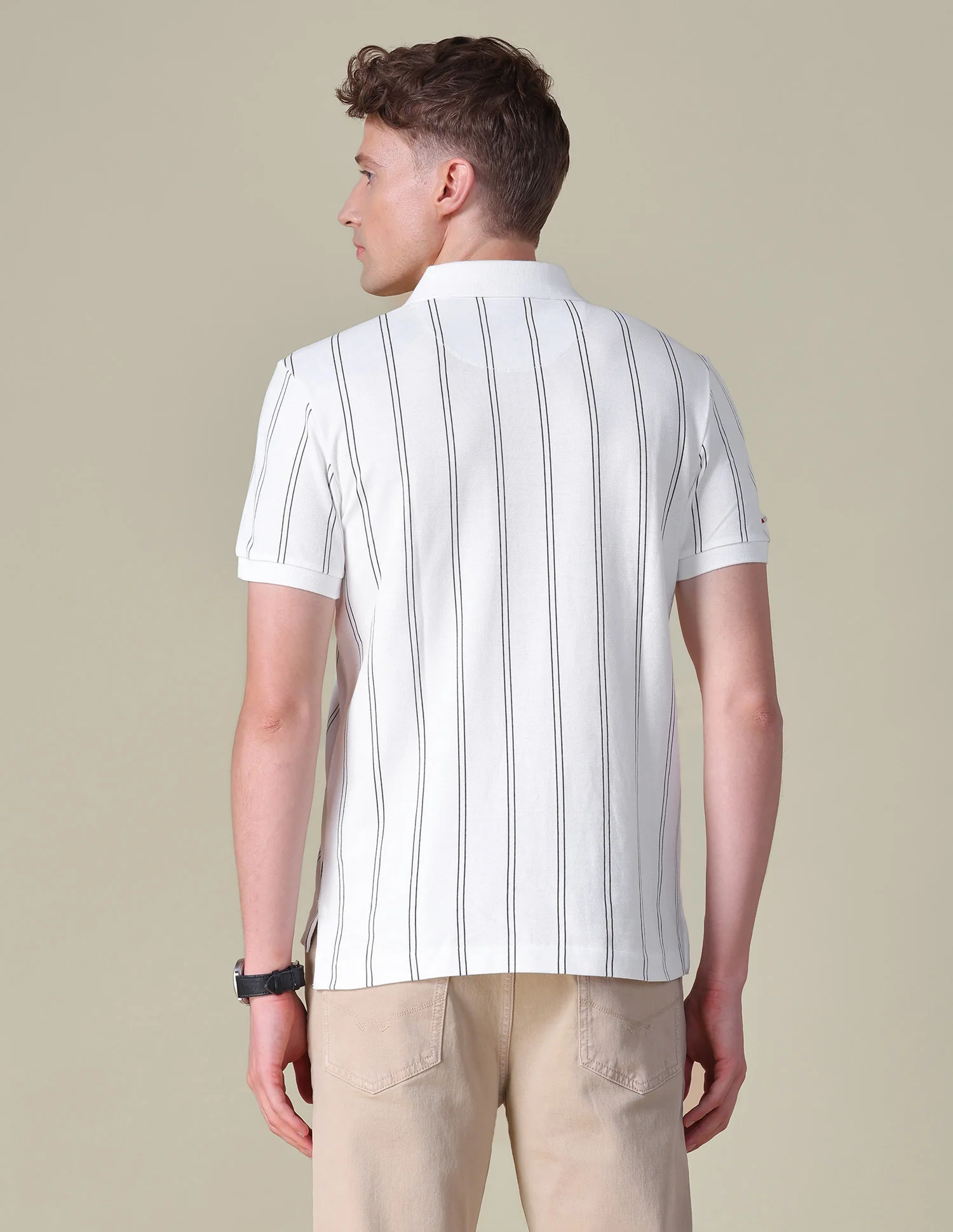 Vertical Striped Slim Fit Polo Shirt - Image 5