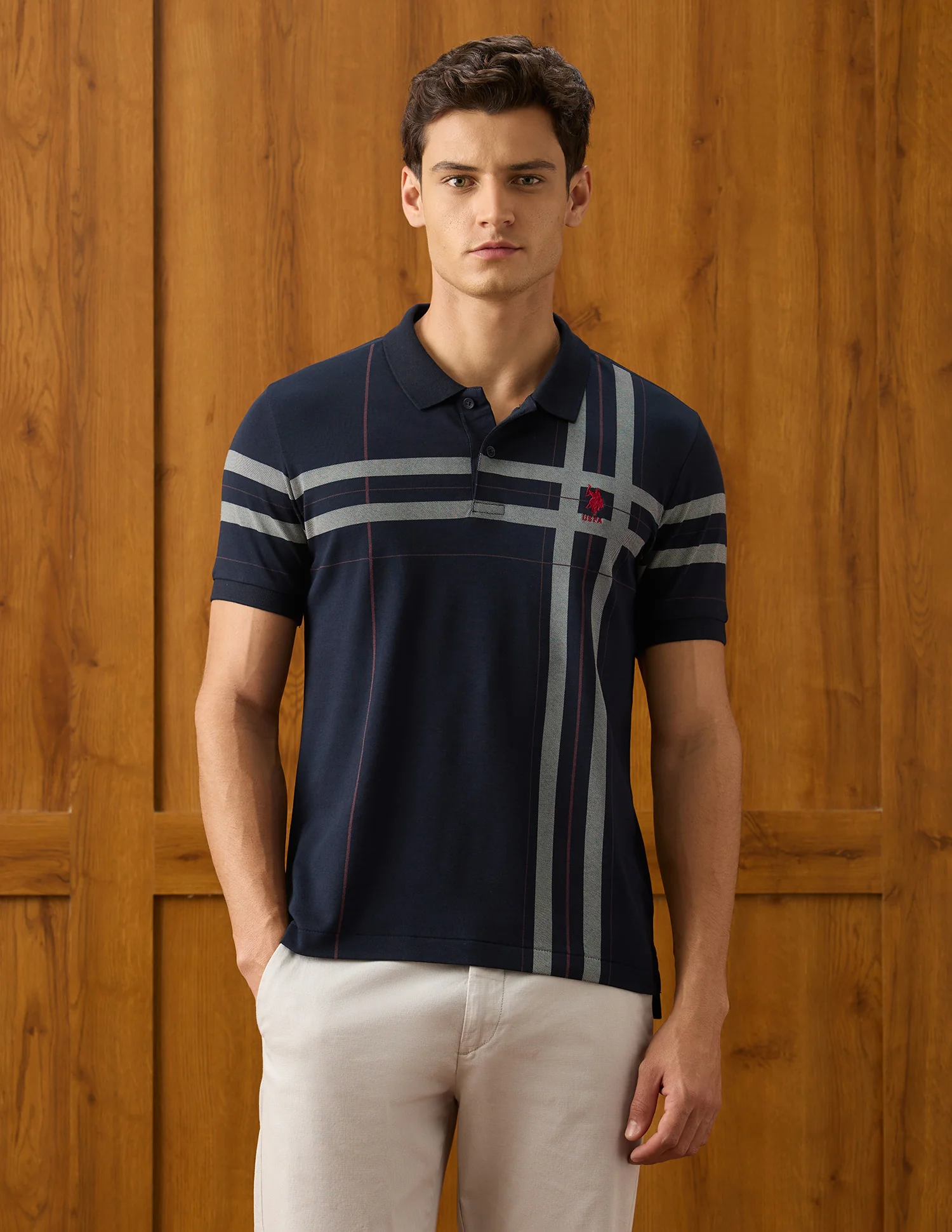 Vertical Striped Slim Fit Polo Shirt - Image 6