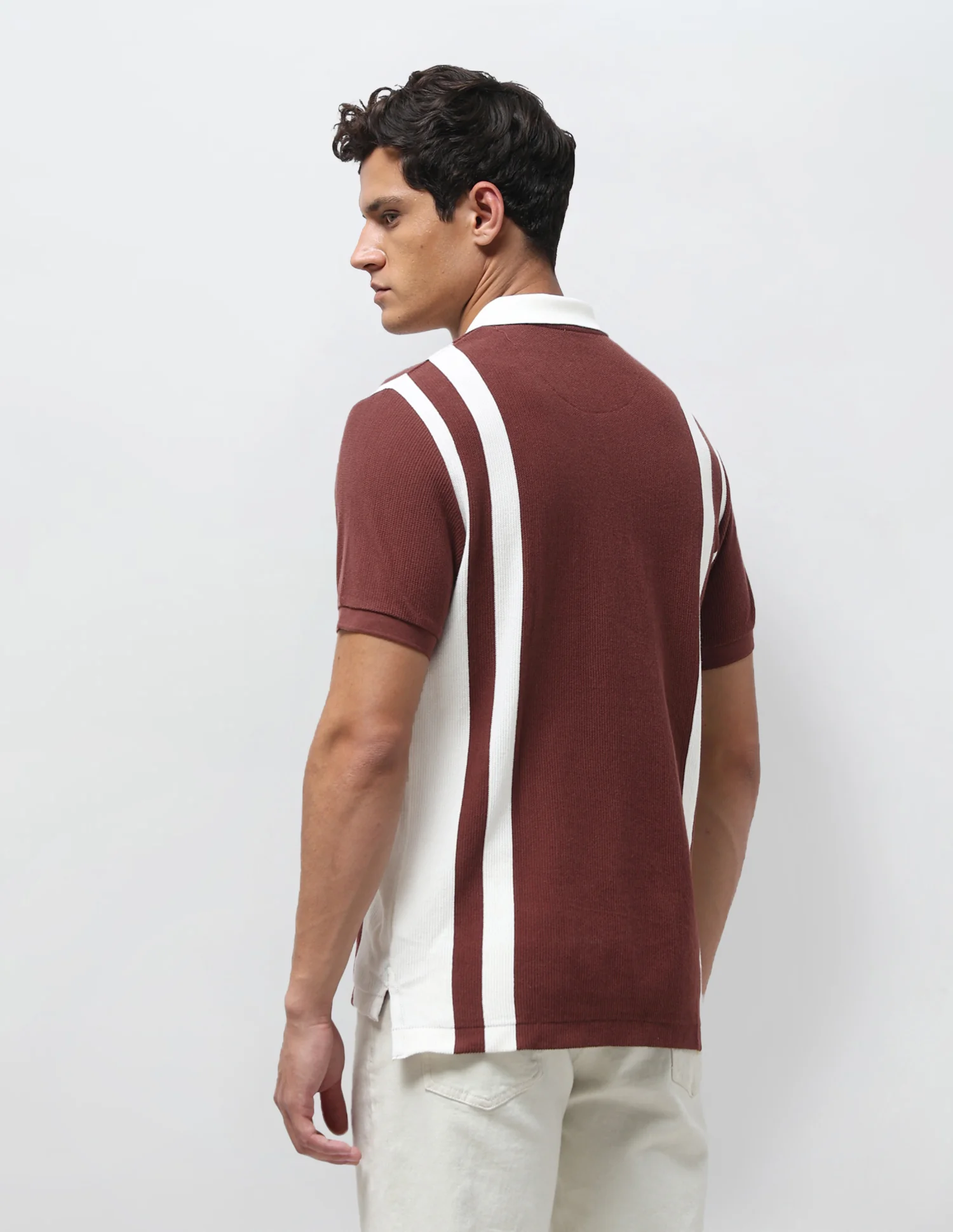 Vertical Striped Slim Fit Polo Shirt - Image 5